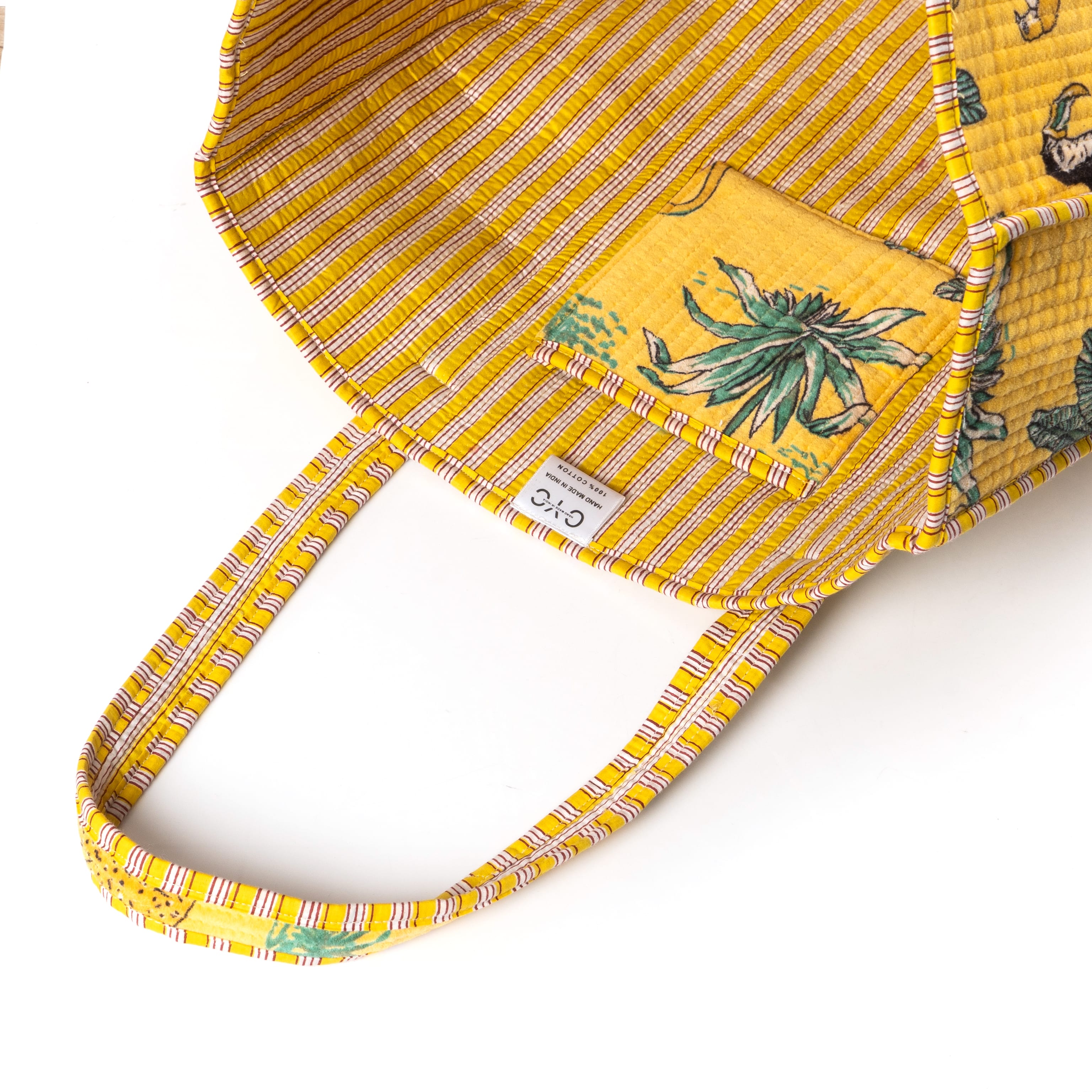 The Jungle Tote in Velvet — handmade quilted velvet tote bag, ethically made in Rajasthan, India