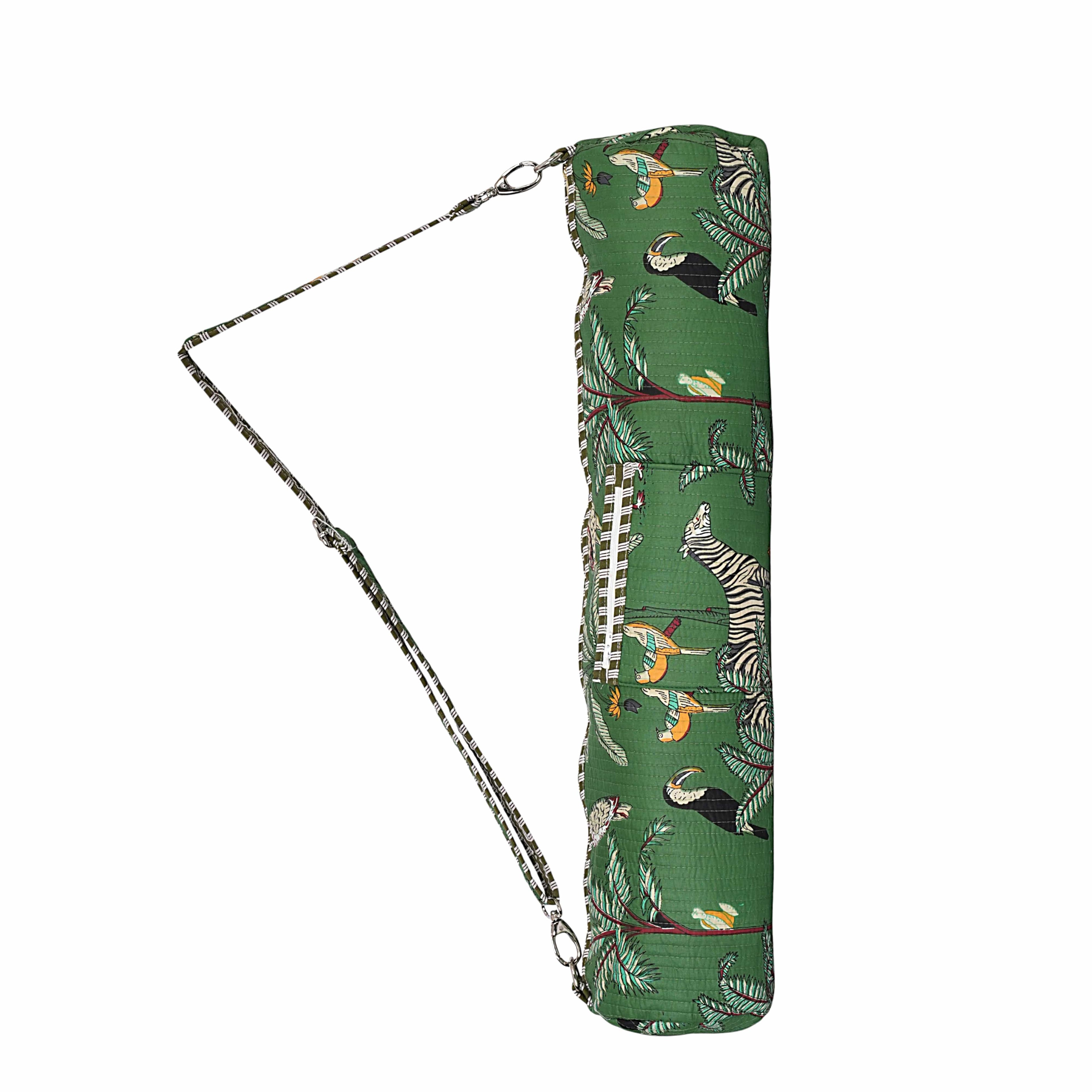 The Jungle Yoga Bag — handmade hand block printed cotton yoga mat bag, ethically made in Rajasthan, India