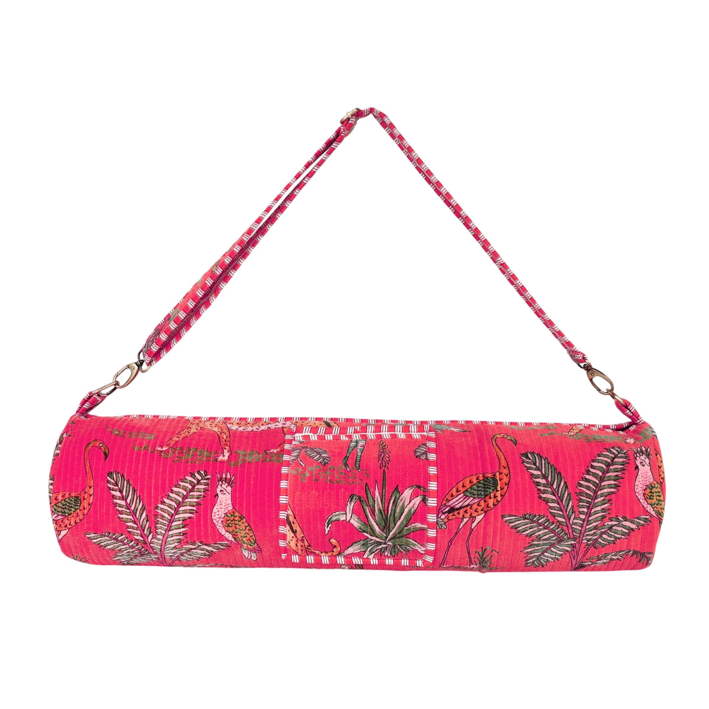 The Jungle Velvet Yoga Bag — handmade quilted velvet yoga mat bag, ethically made in Rajasthan, India