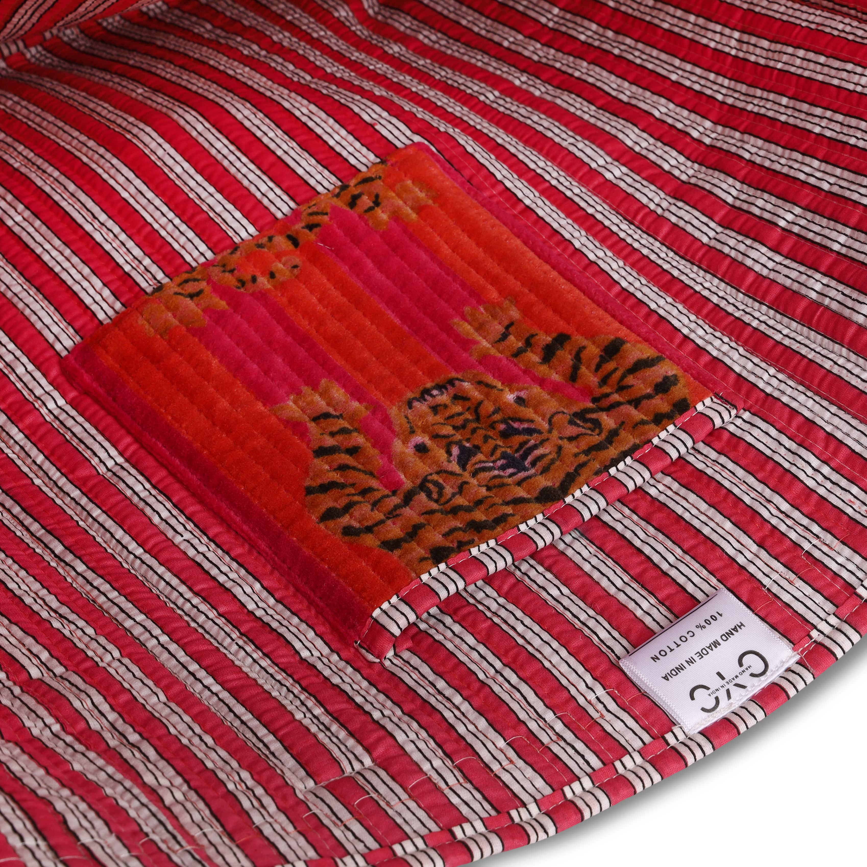 The Tibetan Tiger Tote in Velvet — handmade quilted velvet tote bag, ethically made in Rajasthan, India