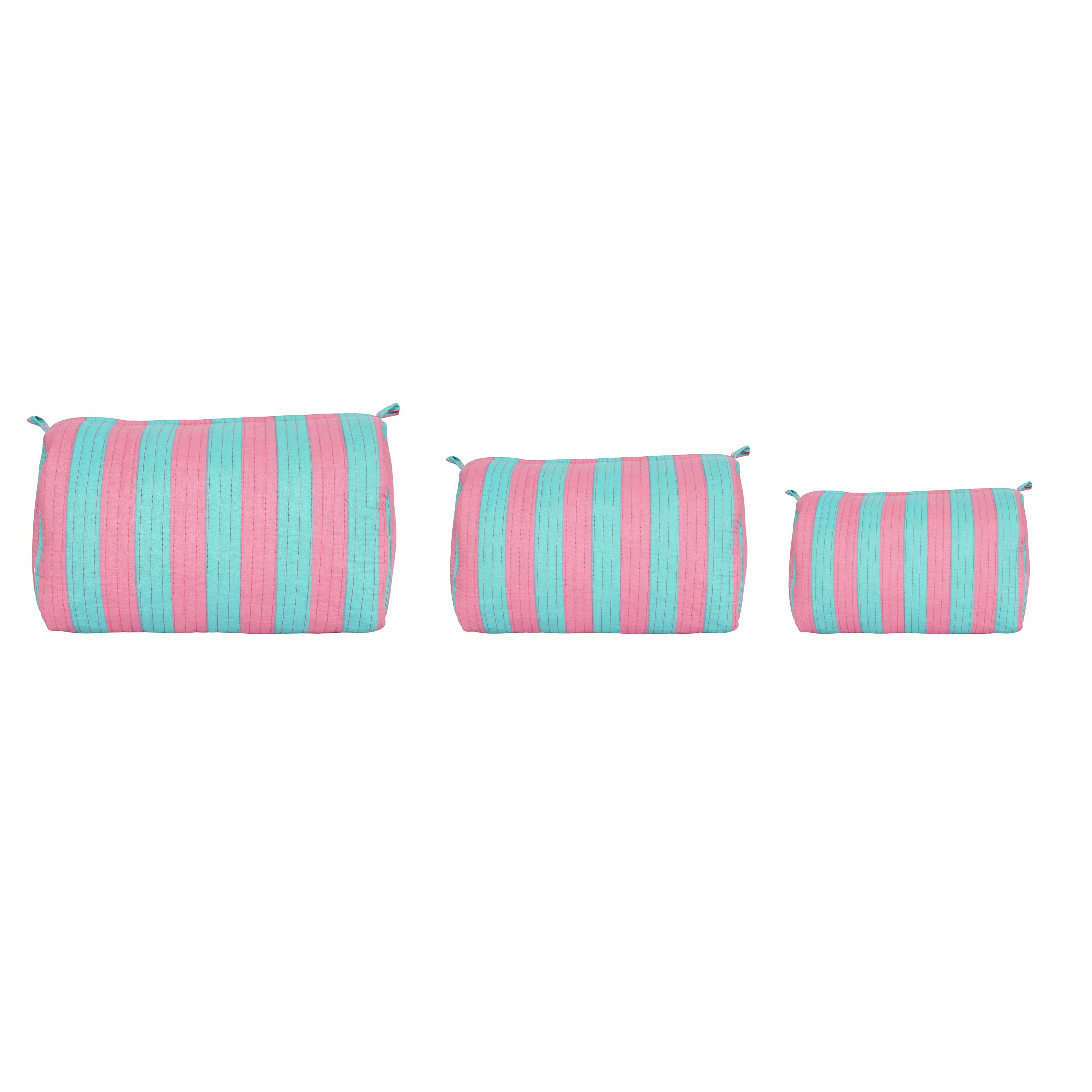 The Striped Travel Set — handmade hand block printed cotton travel pouch set, ethically made in Rajasthan, India