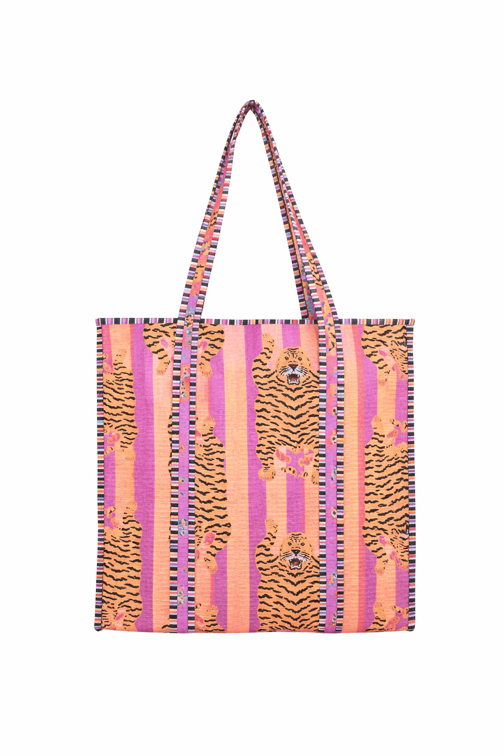 The Tibetan Tiger Tote — handmade hand block printed cotton tote bag, ethically made in Rajasthan, India