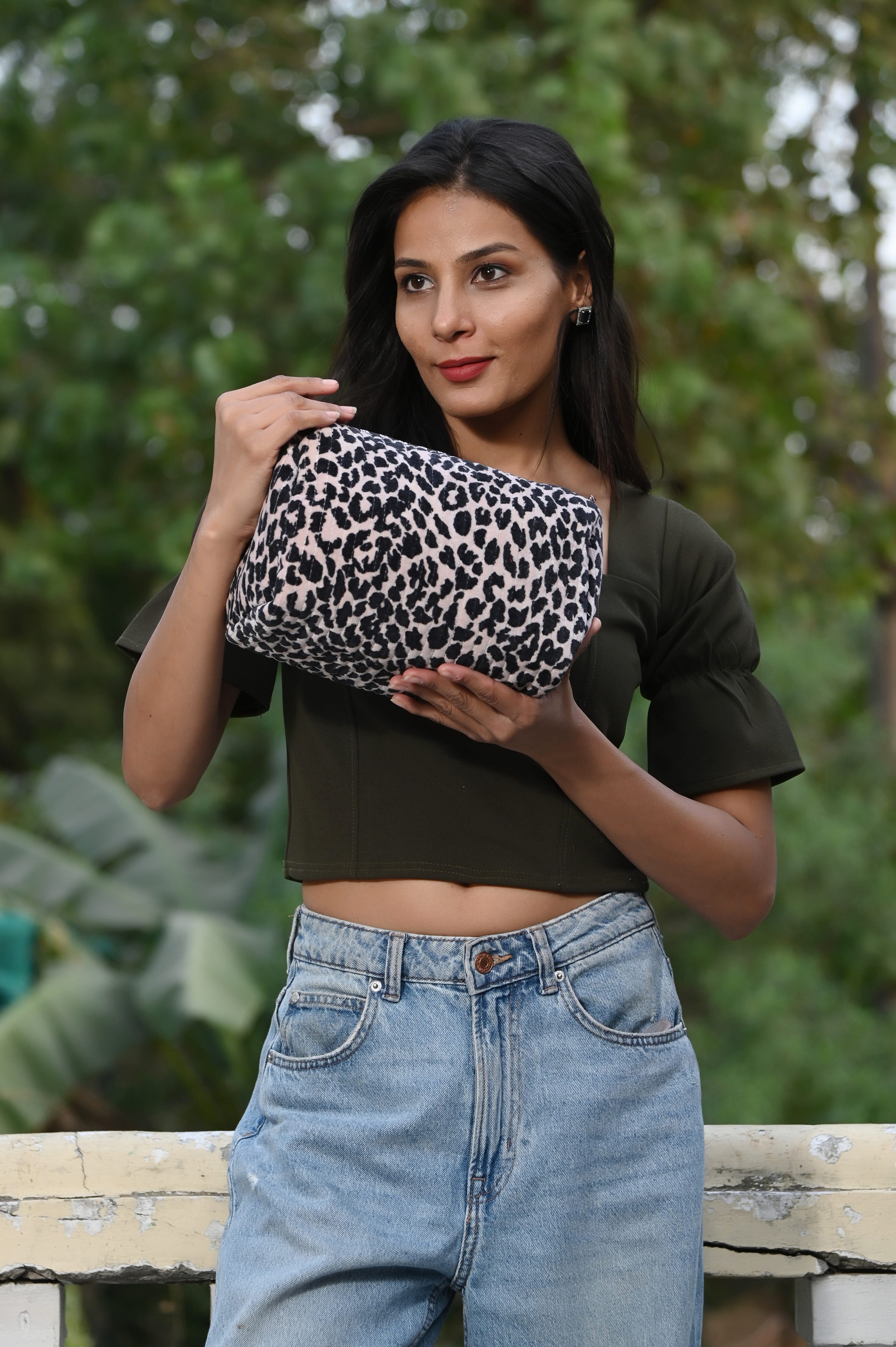 The Velvet Leopard Three Piece Travel Set — handmade quilted velvet travel pouch set, ethically made in Rajasthan, India
