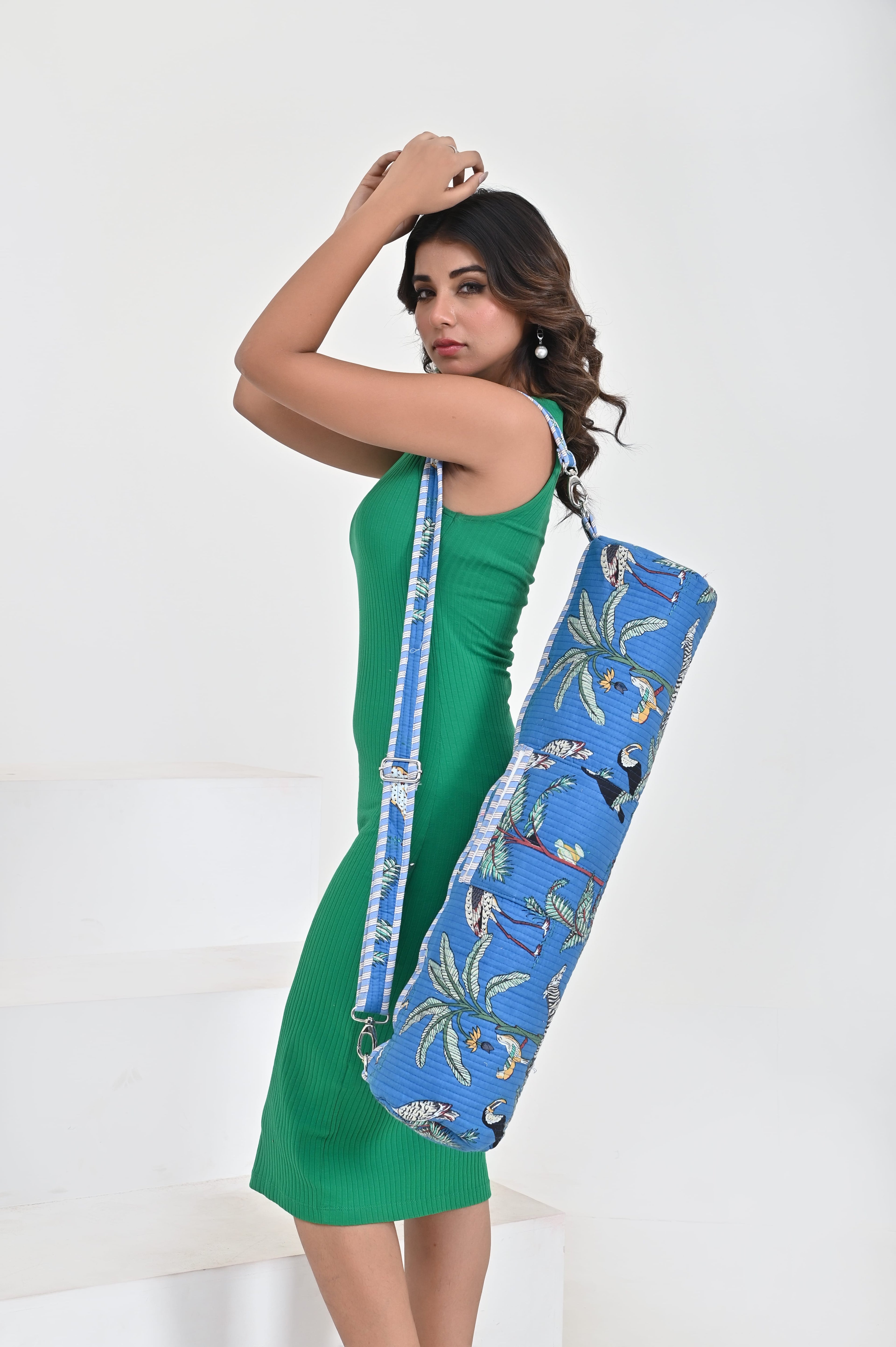 The Jungle Yoga Bag — handmade hand block printed cotton yoga mat bag, ethically made in Rajasthan, India
