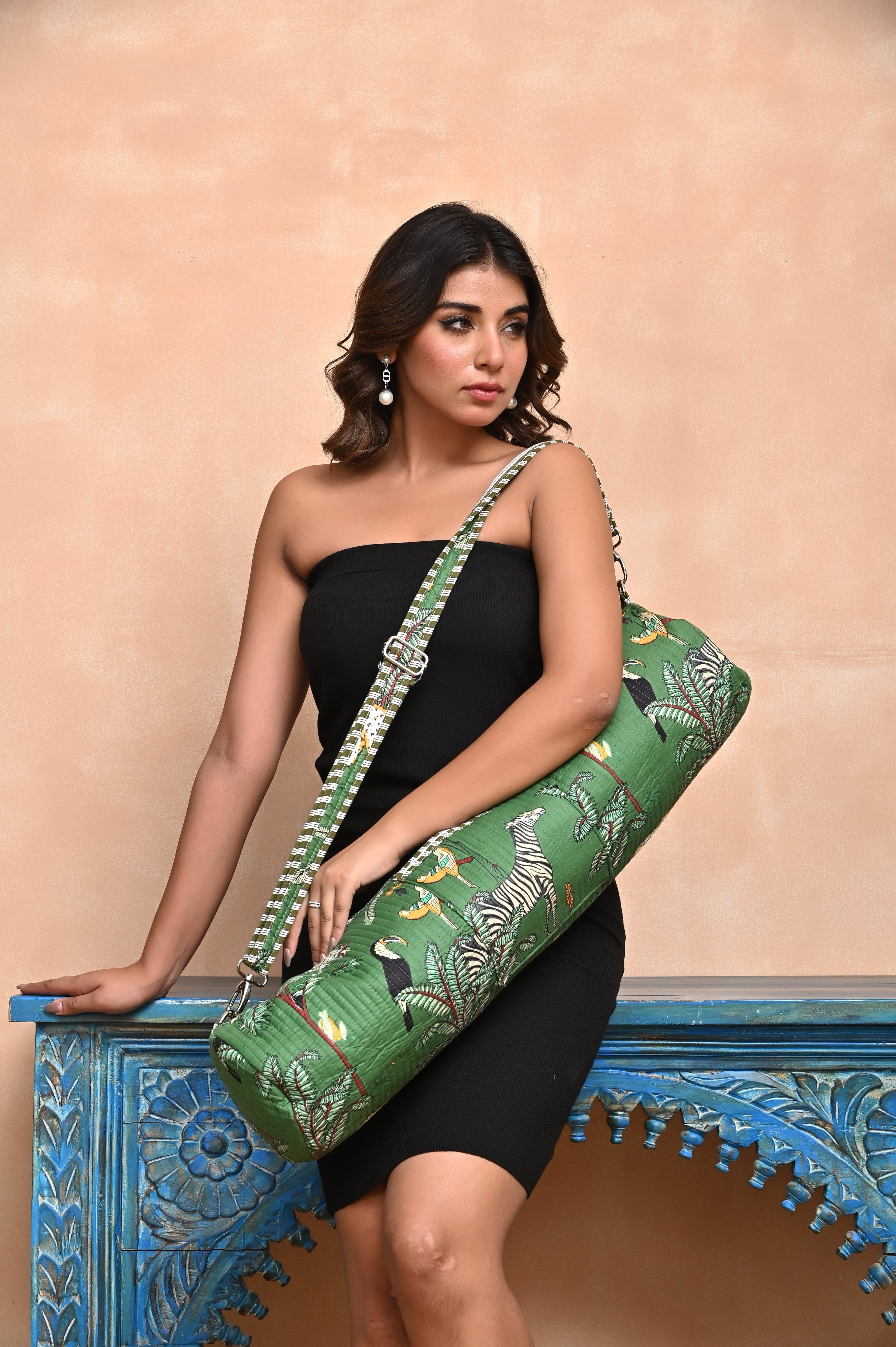The Jungle Yoga Bag — handmade hand block printed cotton yoga mat bag, ethically made in Rajasthan, India