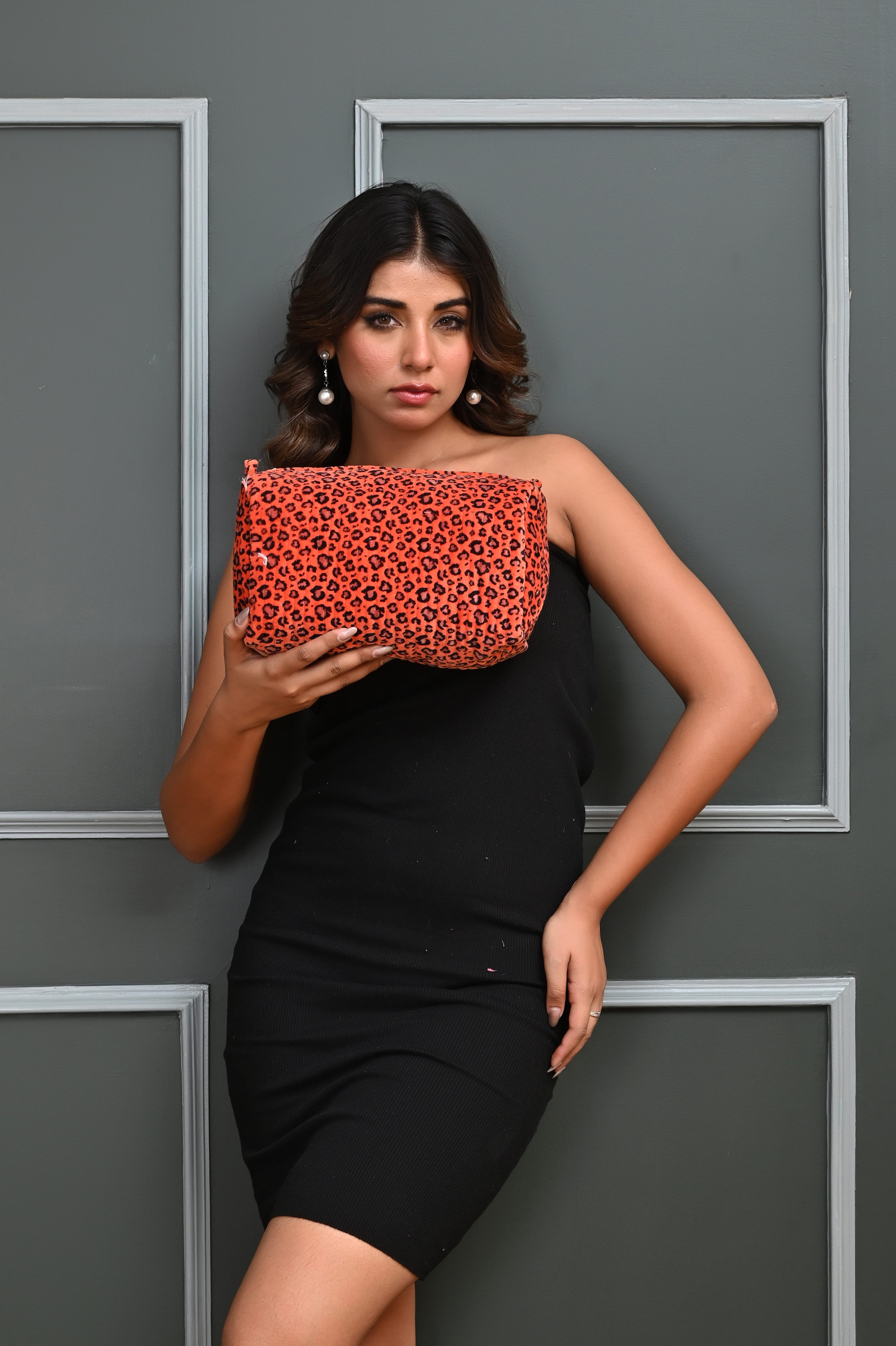 The Velvet Leopard Three Piece Travel Set — handmade quilted velvet travel pouch set, ethically made in Rajasthan, India