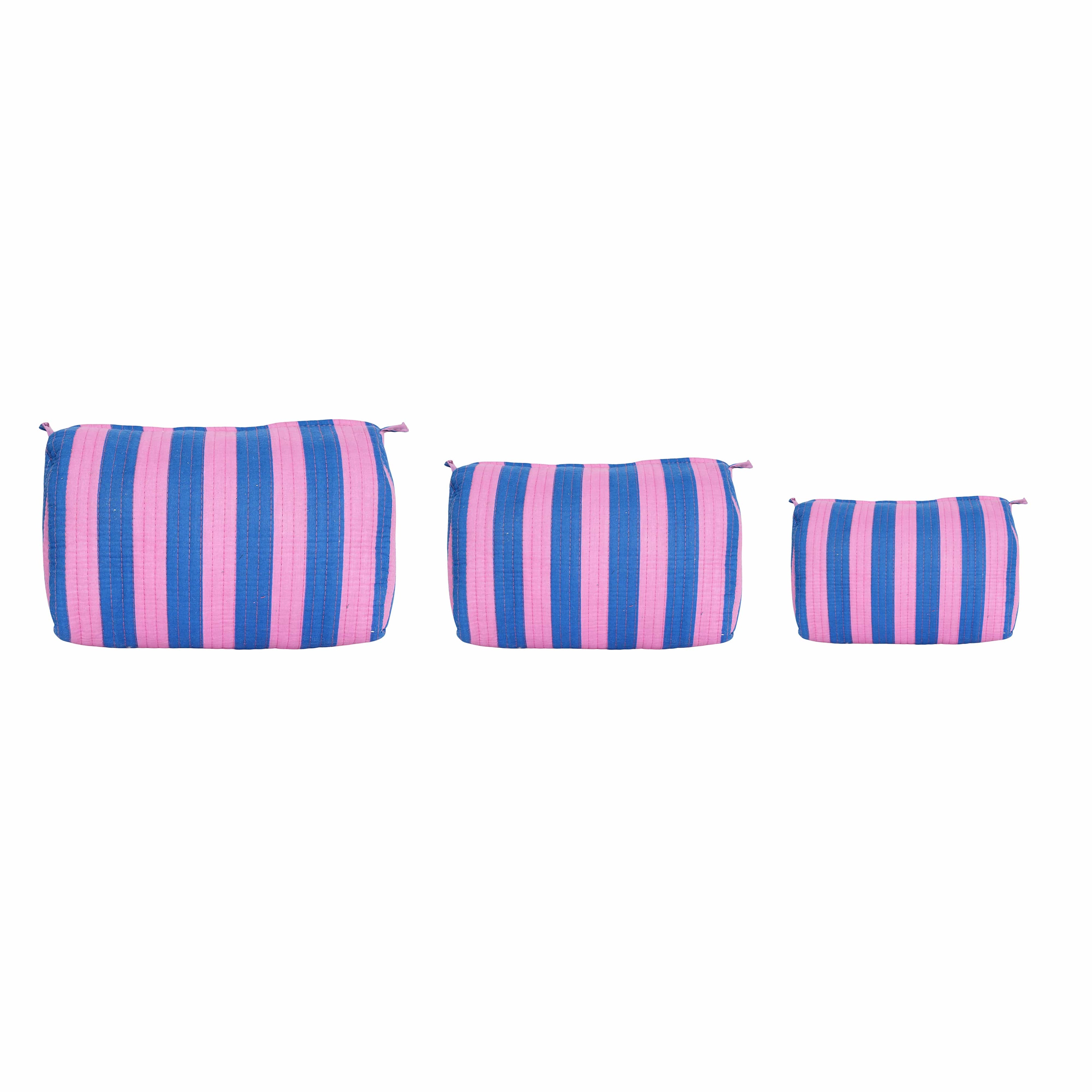 The Striped Travel Set — handmade hand block printed cotton travel pouch set, ethically made in Rajasthan, India