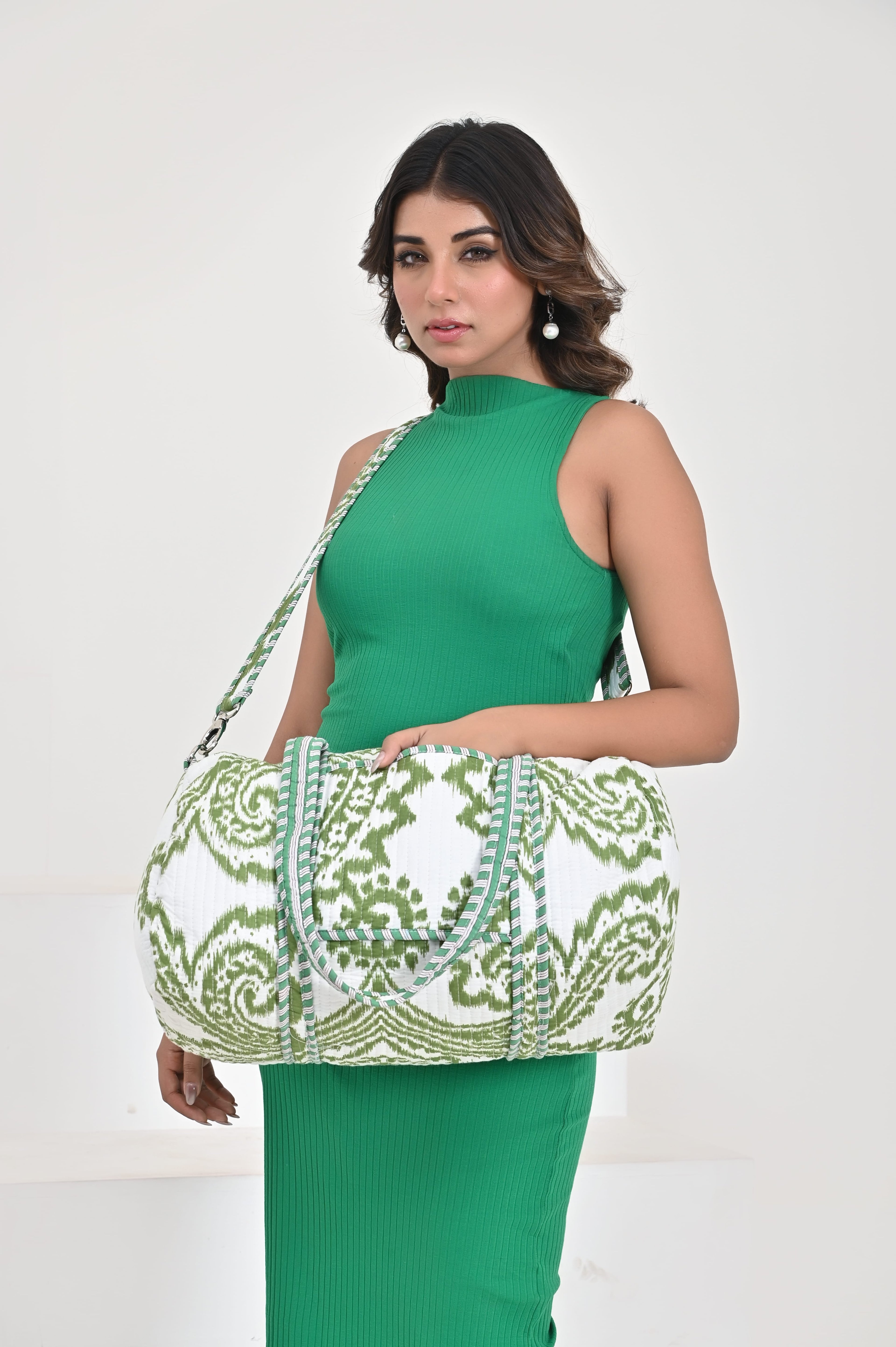 The Ikat Cotton Weekender — handmade hand block printed cotton weekender bag, ethically made in Rajasthan, India