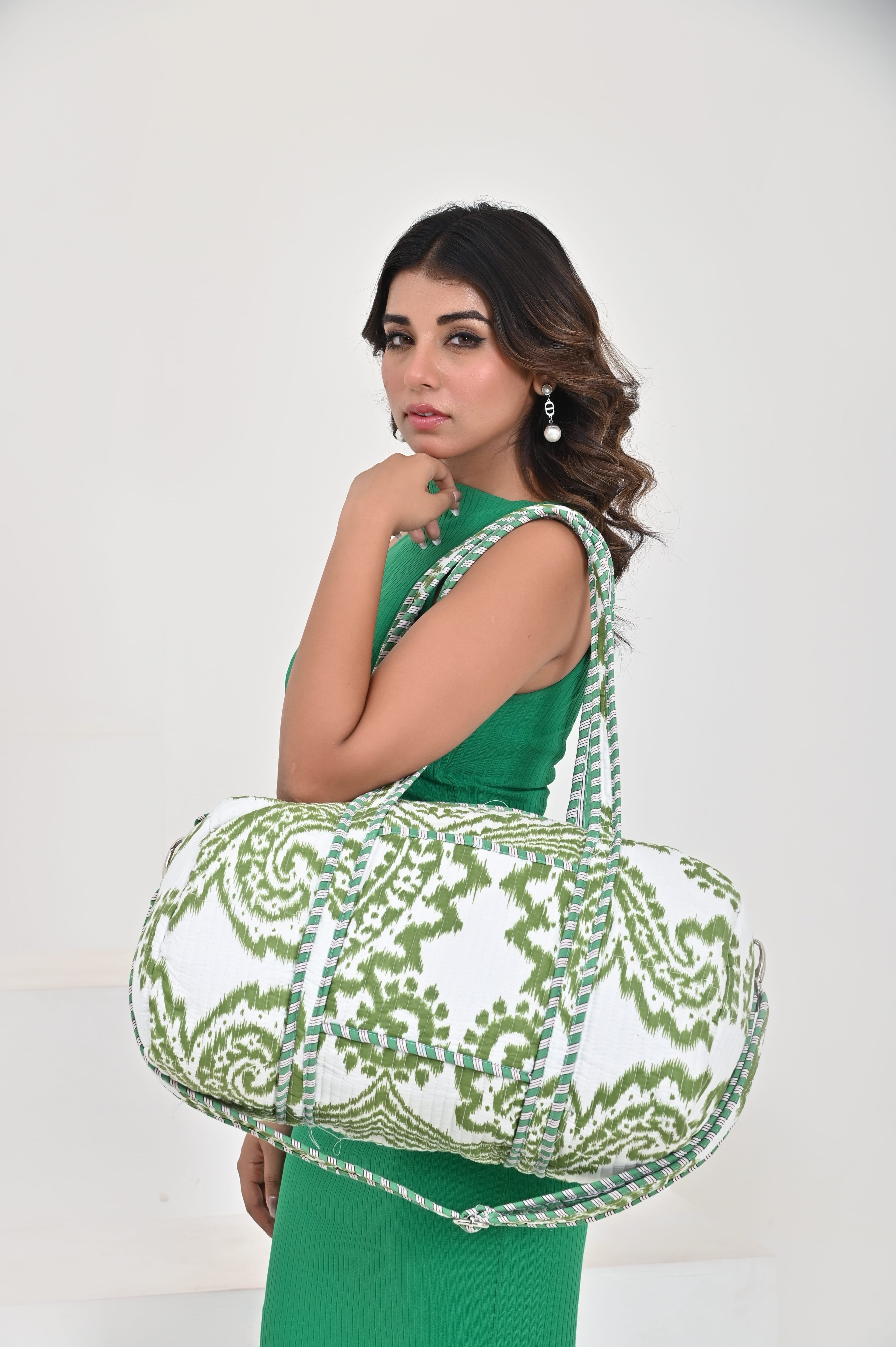 The Ikat Cotton Weekender — handmade hand block printed cotton weekender bag, ethically made in Rajasthan, India