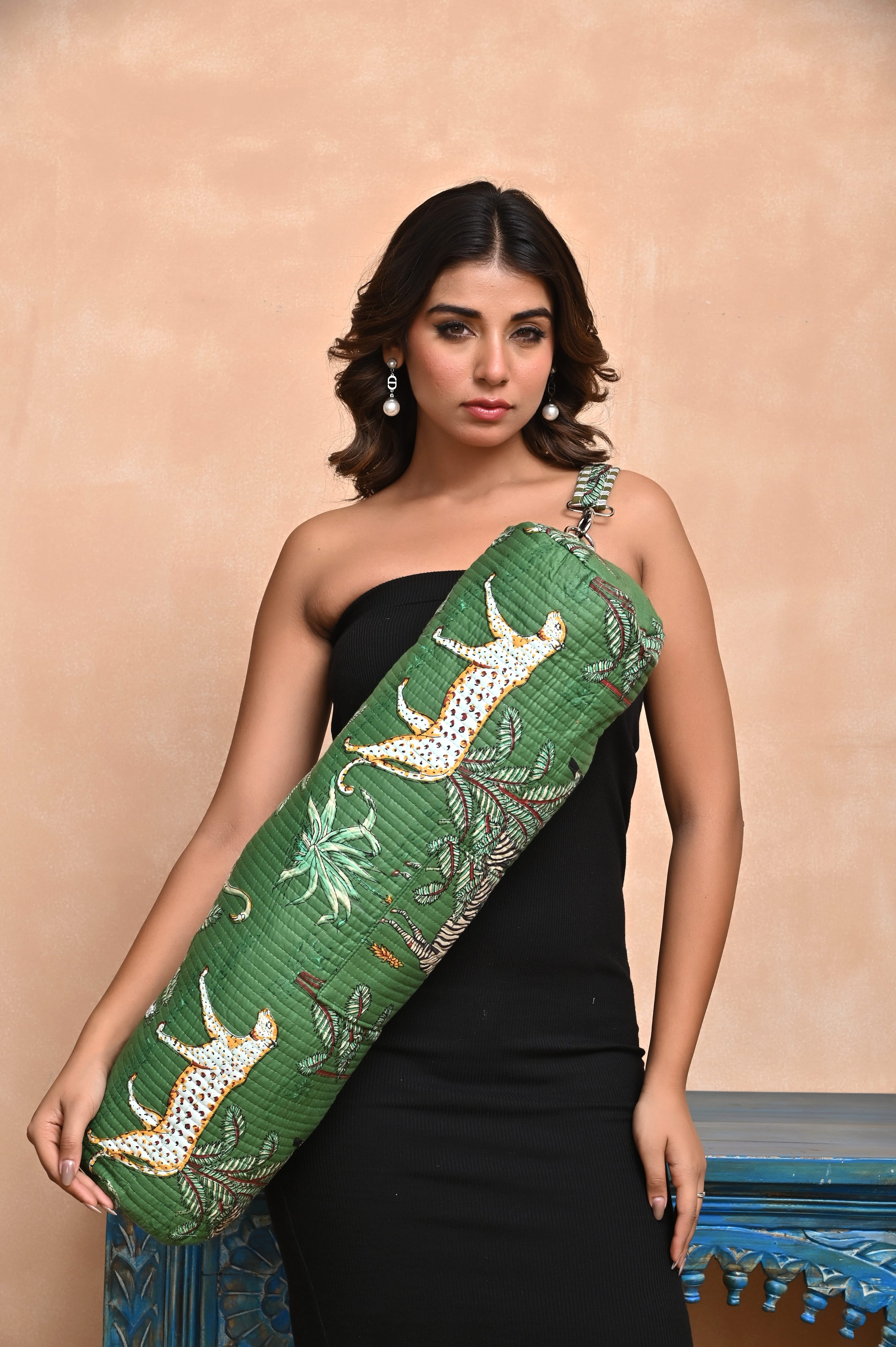 The Jungle Yoga Bag — handmade hand block printed cotton yoga mat bag, ethically made in Rajasthan, India