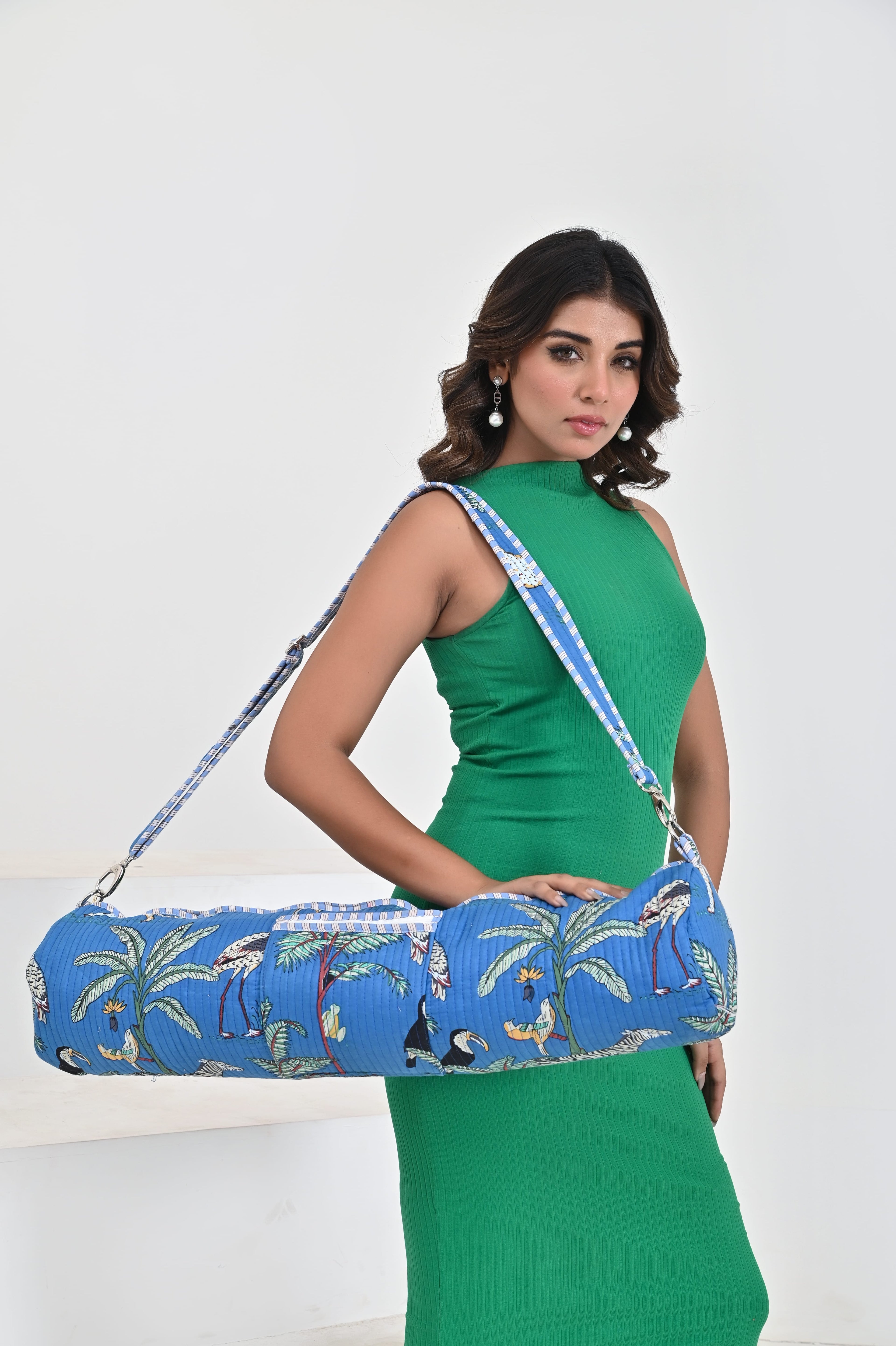 The Jungle Yoga Bag — handmade hand block printed cotton yoga mat bag, ethically made in Rajasthan, India