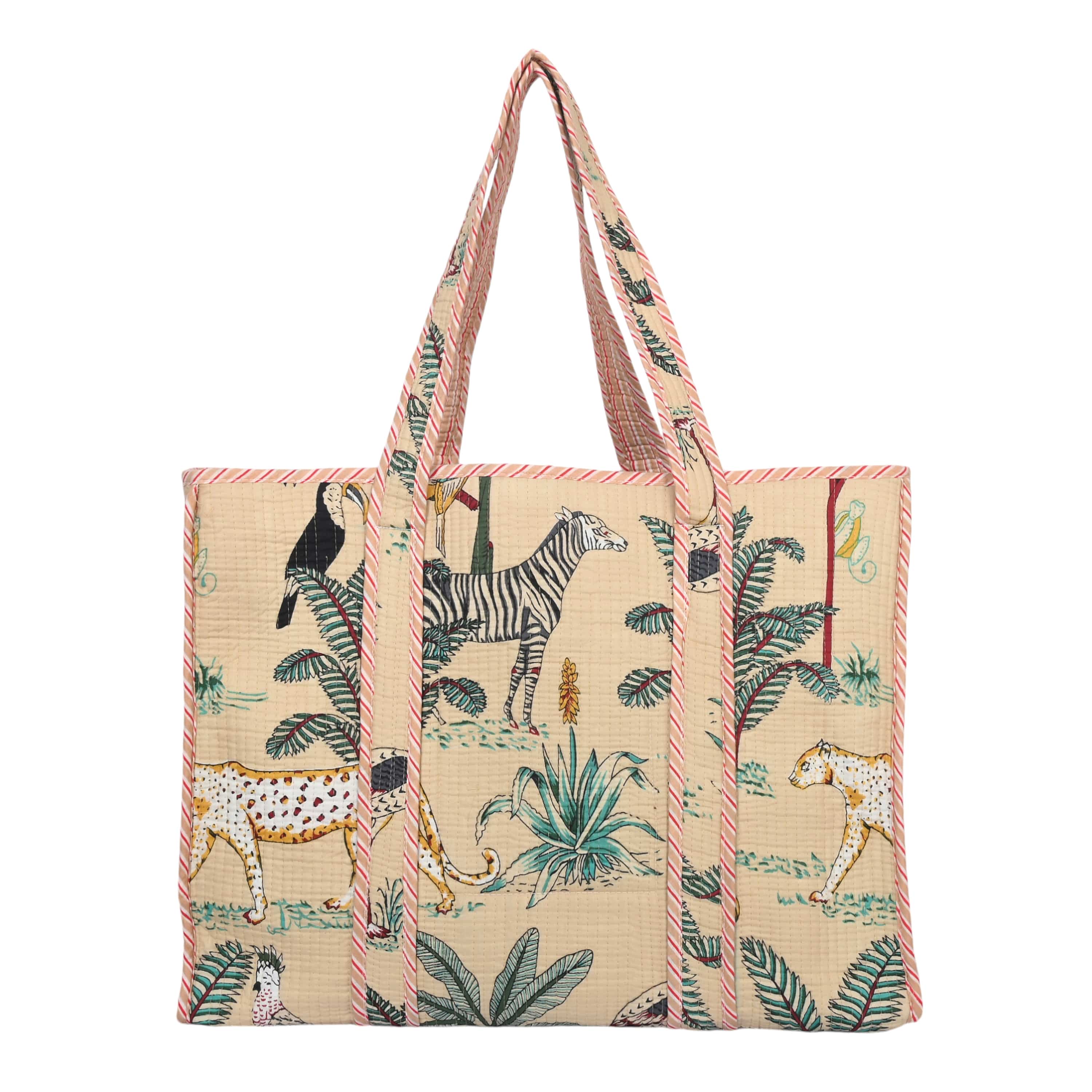 The Jungle Tote — handmade hand block printed cotton tote bag, ethically made in Rajasthan, India