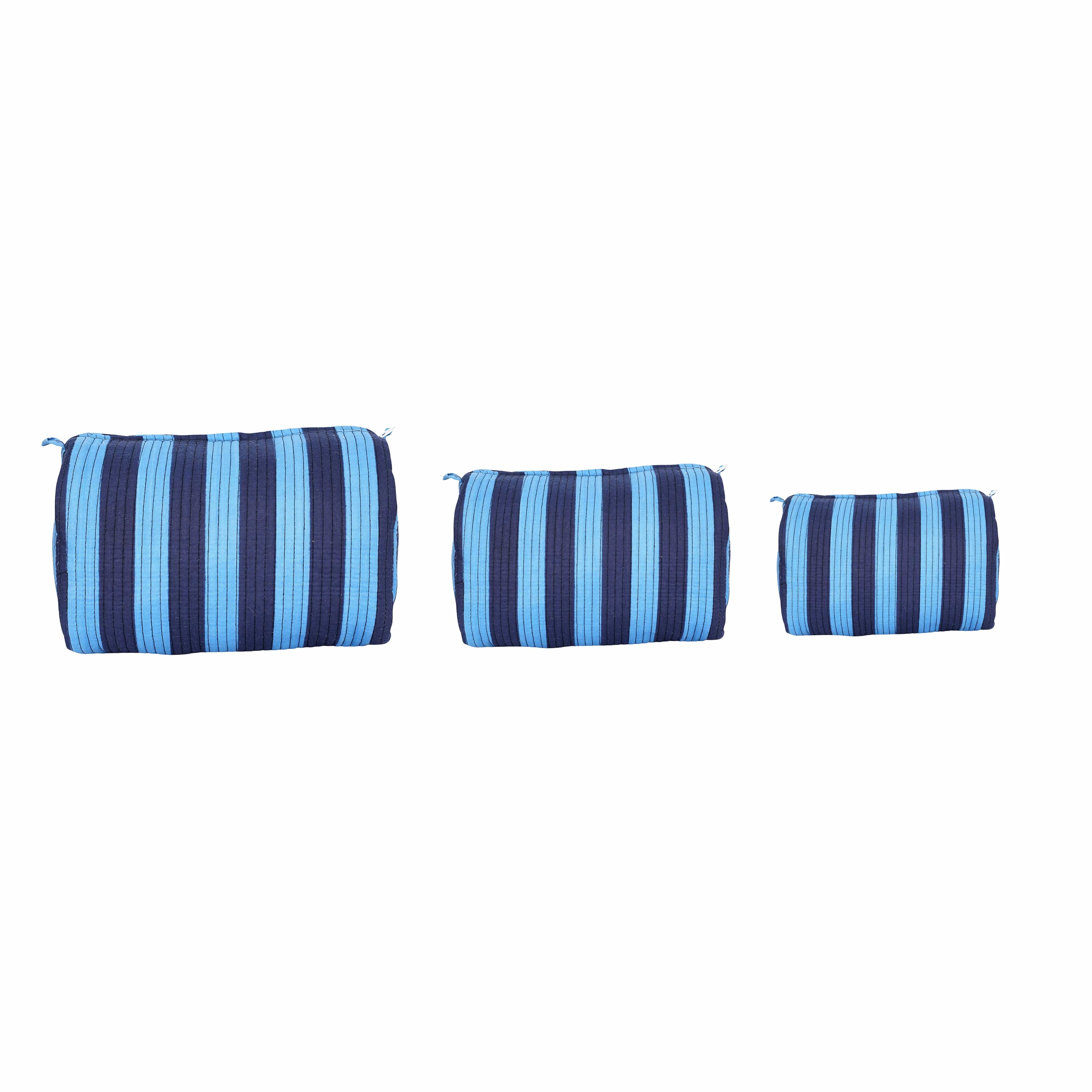 The Striped Travel Set — handmade hand block printed cotton travel pouch set, ethically made in Rajasthan, India