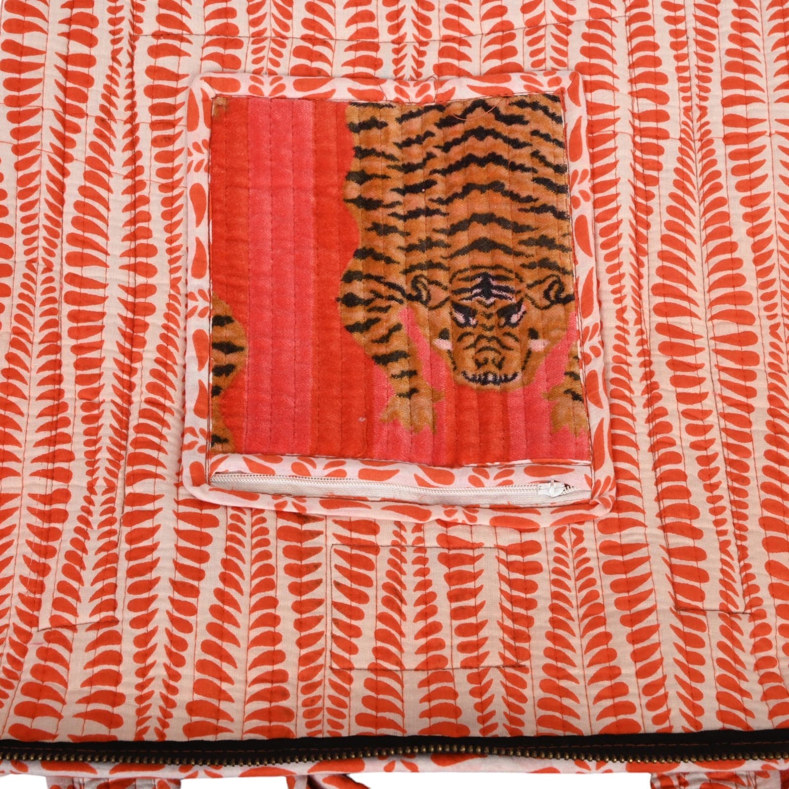 The Tibetan Tiger Velvet Weekender — handmade quilted velvet weekender bag, ethically made in Rajasthan, India