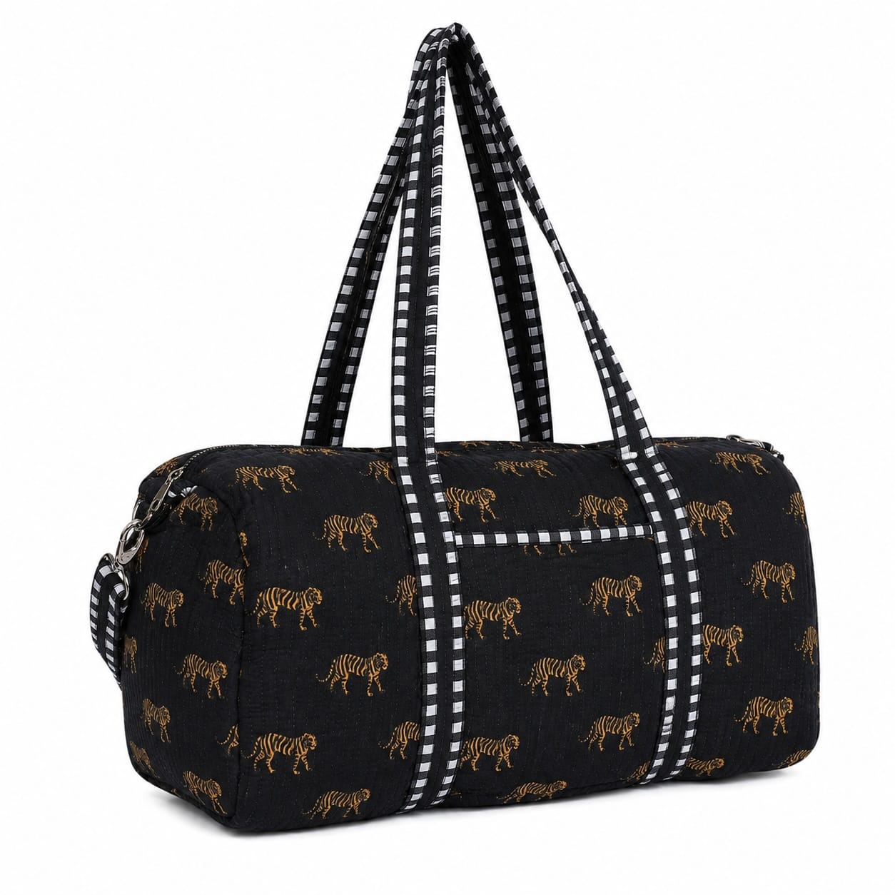 Cheetah Velvet Weekender — handmade quilted velvet weekender bag, ethically made in Rajasthan, India