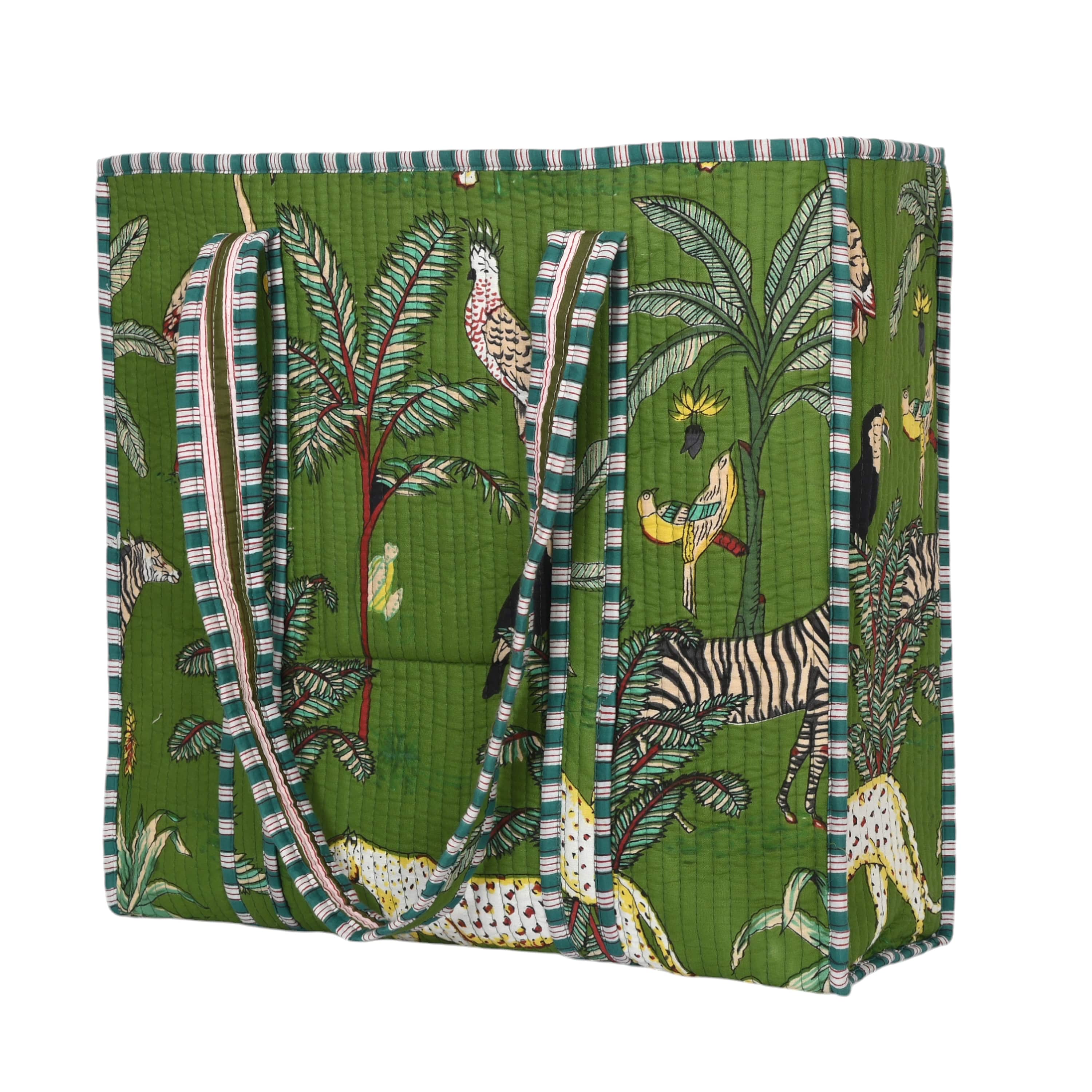 The Jungle Tote — handmade hand block printed cotton tote bag, ethically made in Rajasthan, India