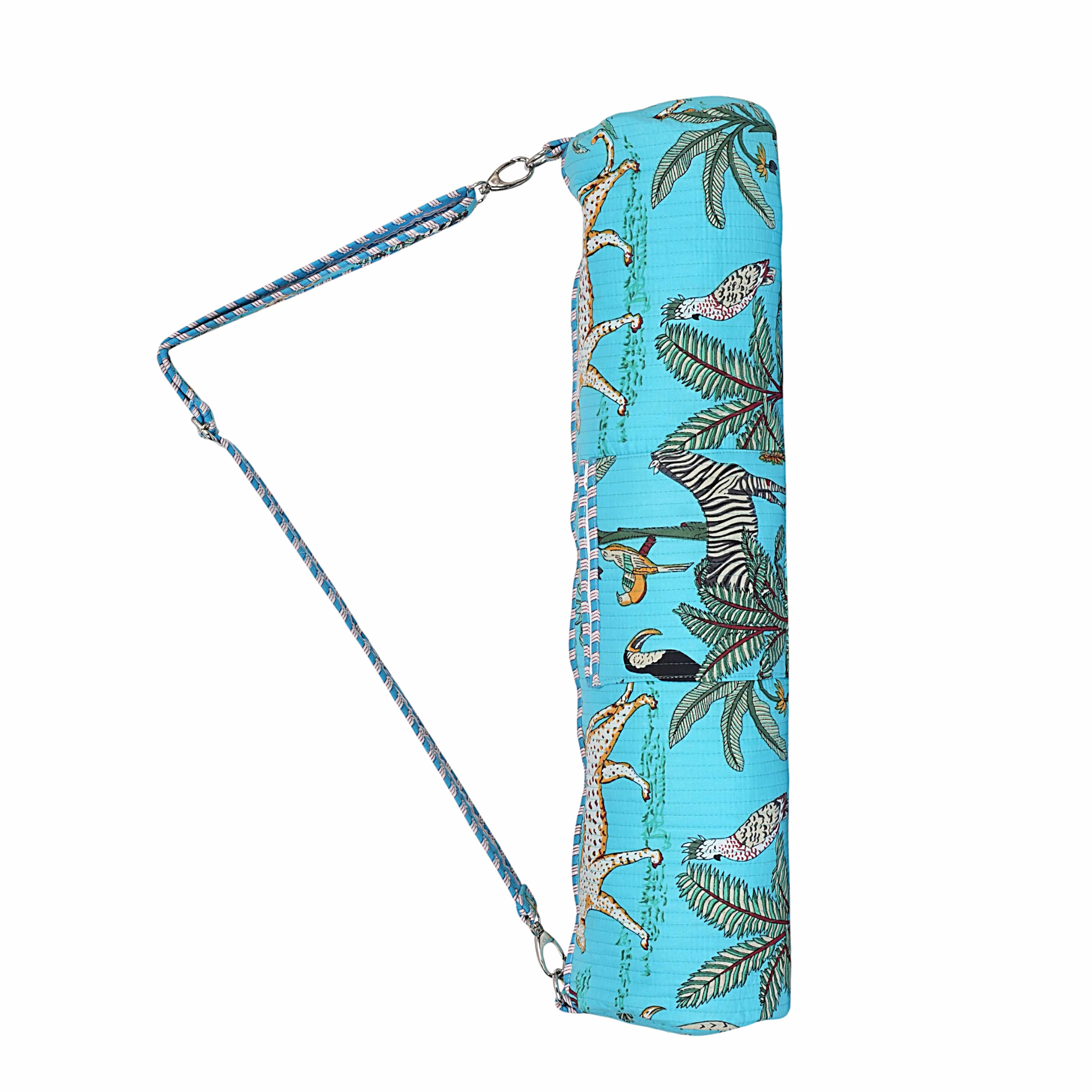 The Jungle Yoga Bag — handmade hand block printed cotton yoga mat bag, ethically made in Rajasthan, India