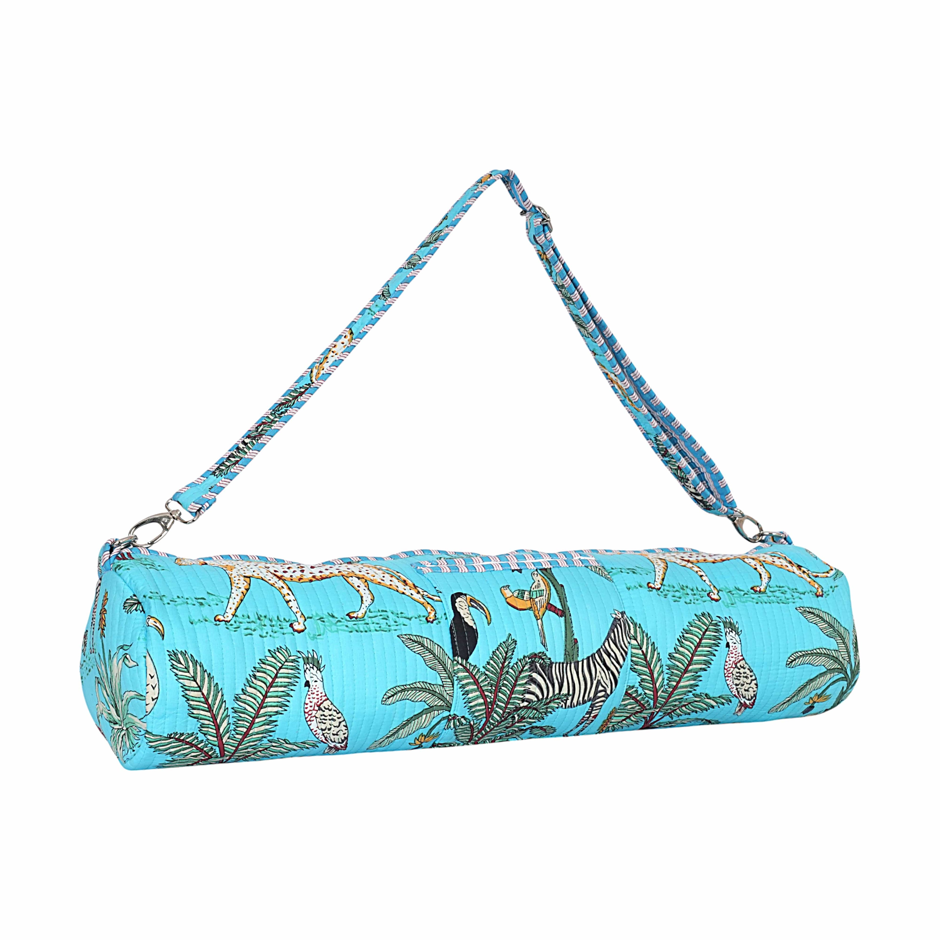 The Jungle Yoga Bag — handmade hand block printed cotton yoga mat bag, ethically made in Rajasthan, India