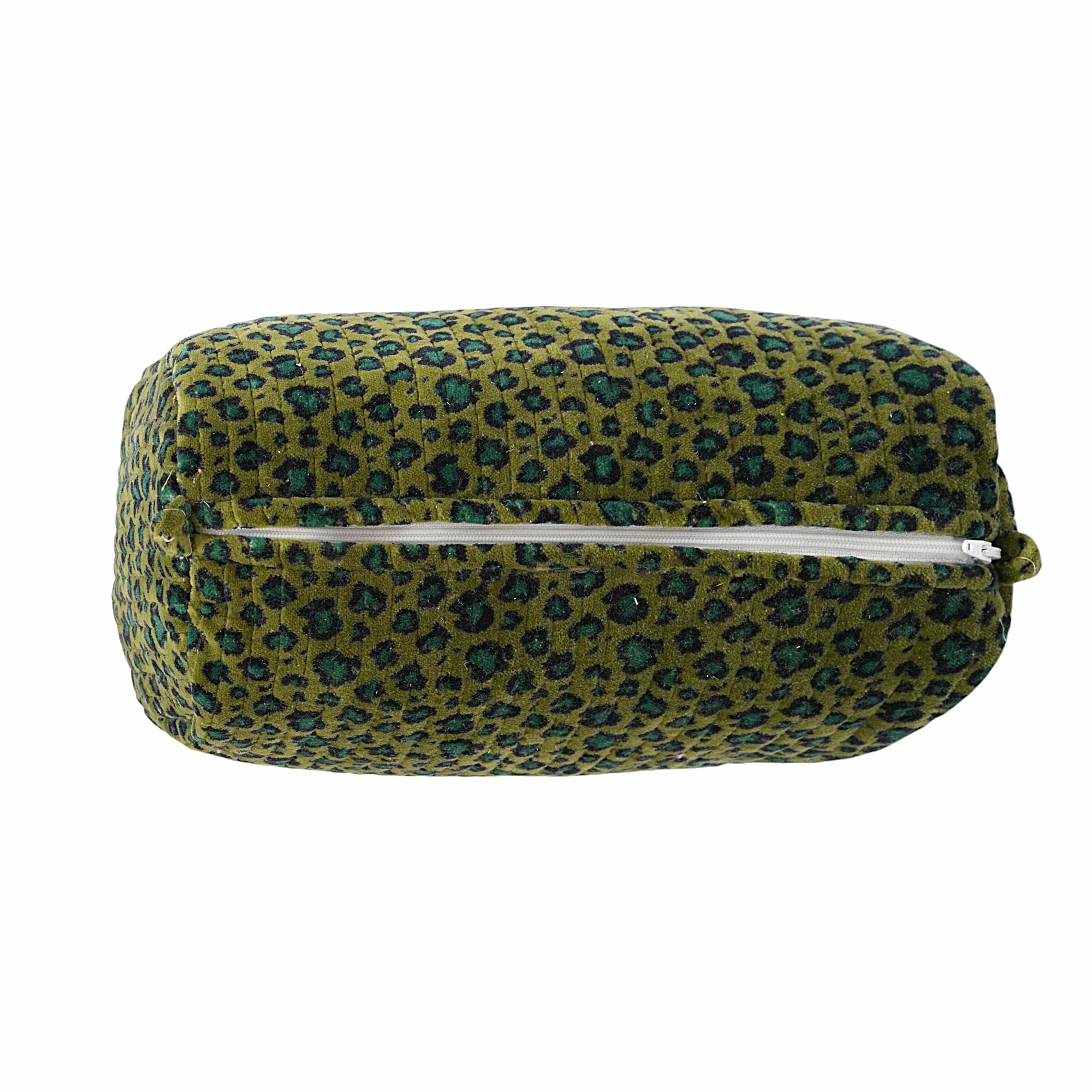 The Velvet Leopard Three Piece Travel Set — handmade quilted velvet travel pouch set, ethically made in Rajasthan, India