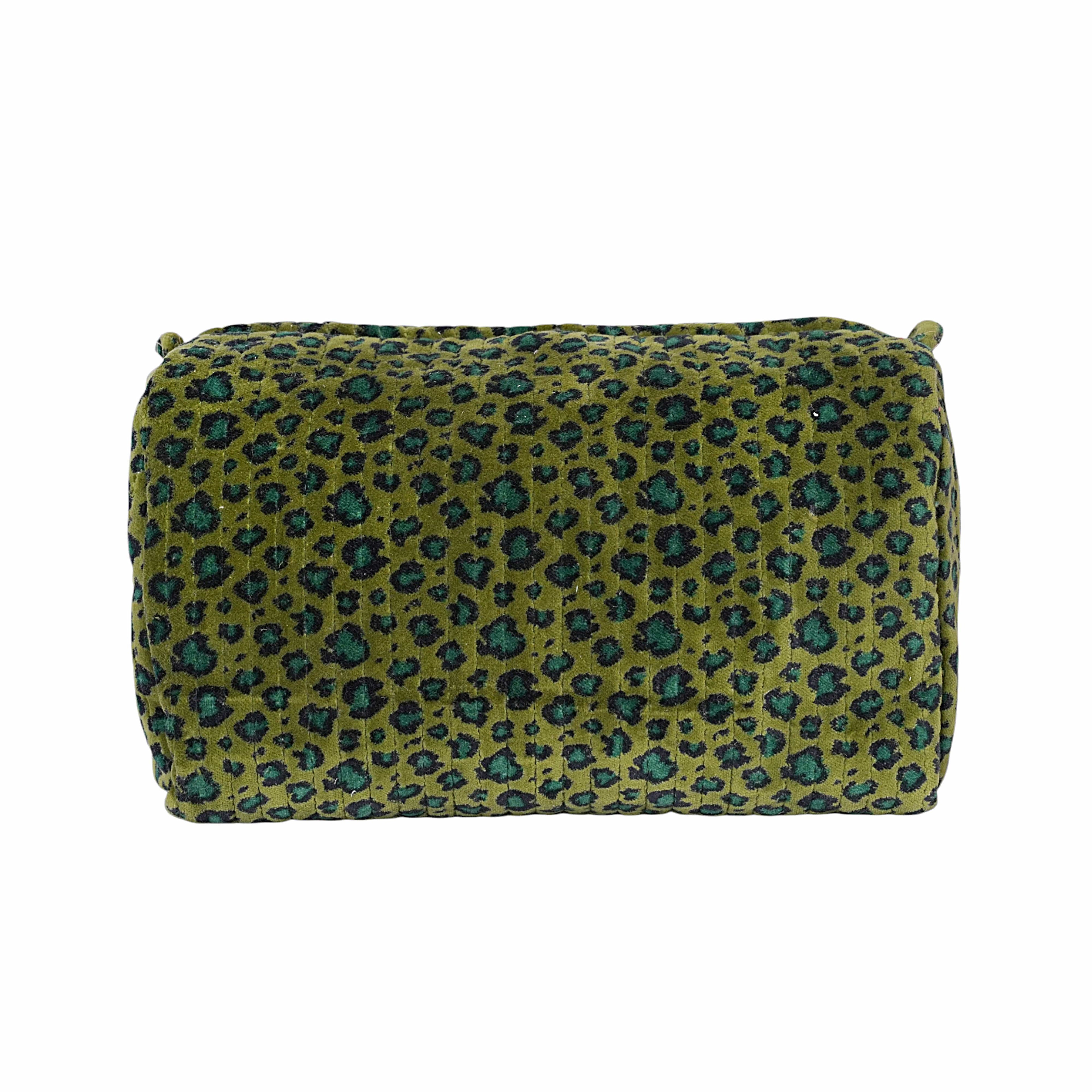 The Velvet Leopard Three Piece Travel Set — handmade quilted velvet travel pouch set, ethically made in Rajasthan, India