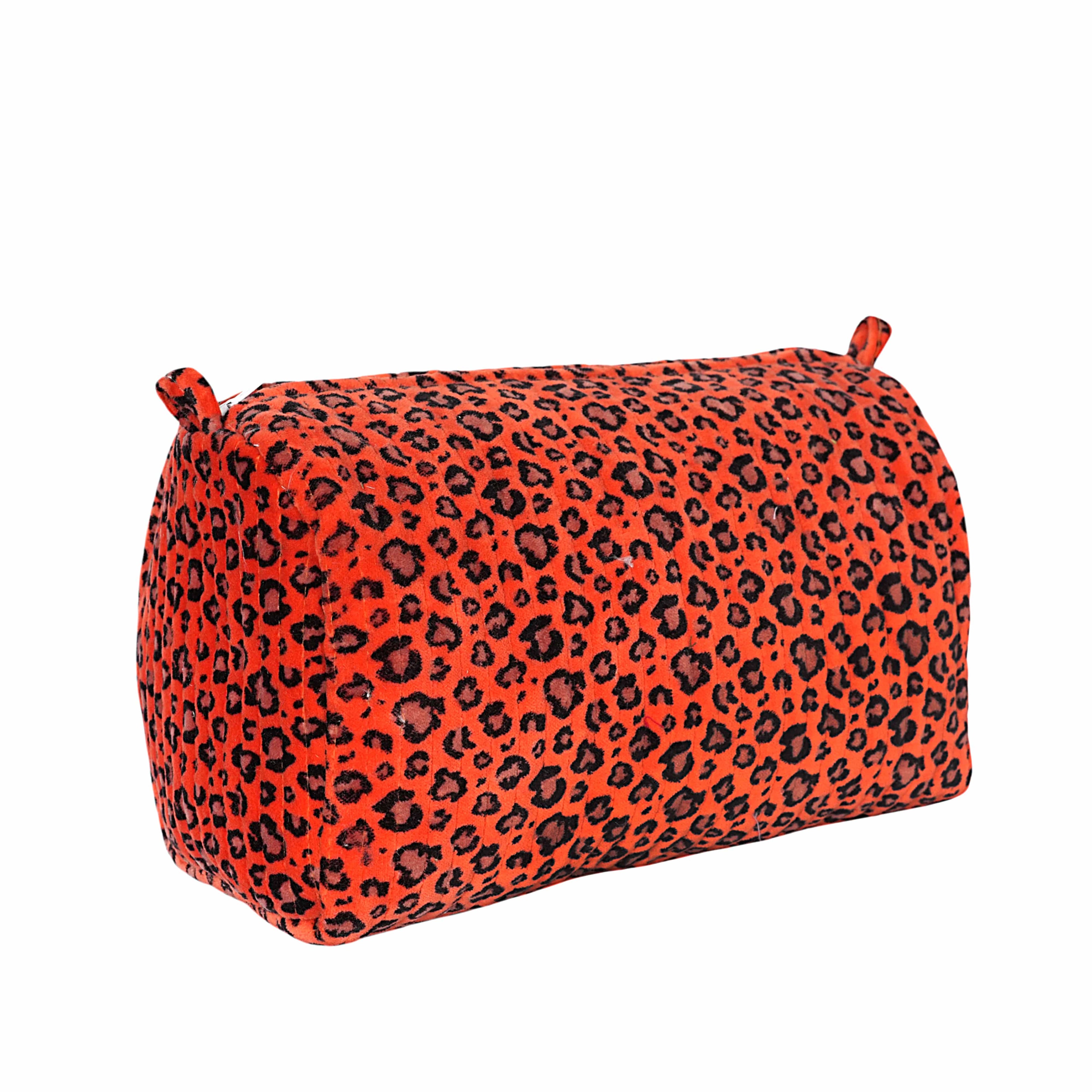 The Velvet Leopard Three Piece Travel Set — handmade quilted velvet travel pouch set, ethically made in Rajasthan, India