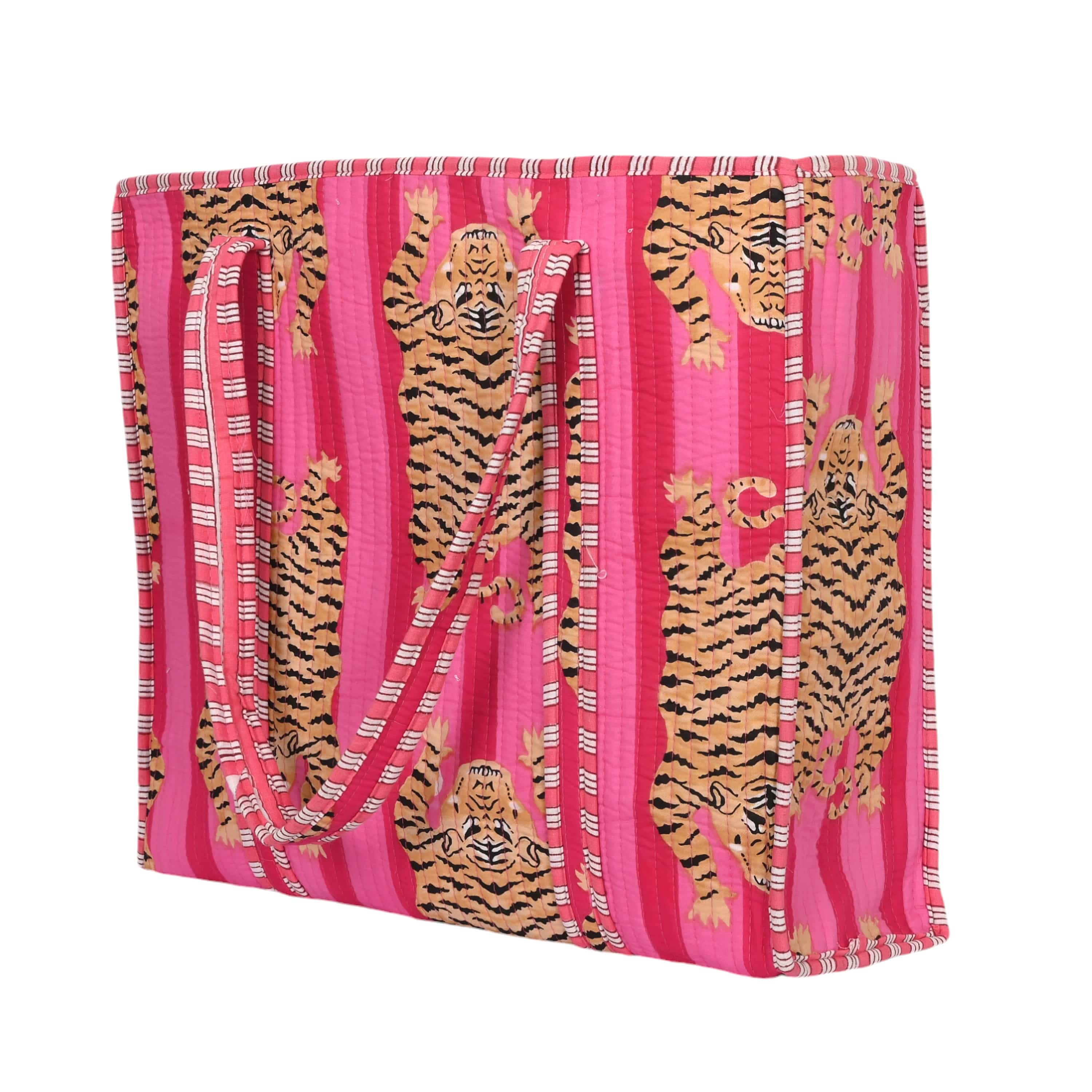 The Tibetan Tiger Tote — handmade hand block printed cotton tote bag, ethically made in Rajasthan, India