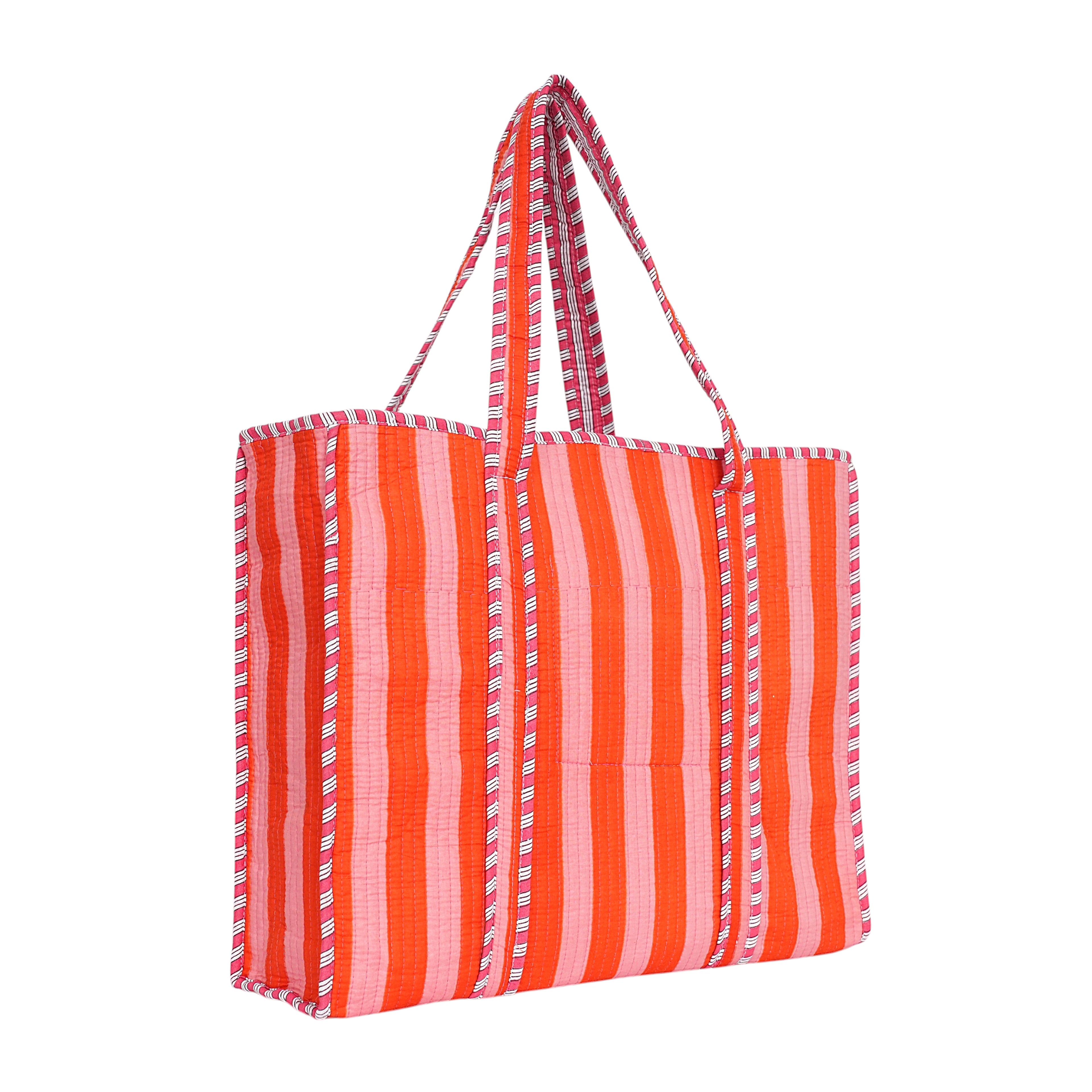 The Stripe Tote — handmade hand block printed cotton tote bag, ethically made in Rajasthan, India