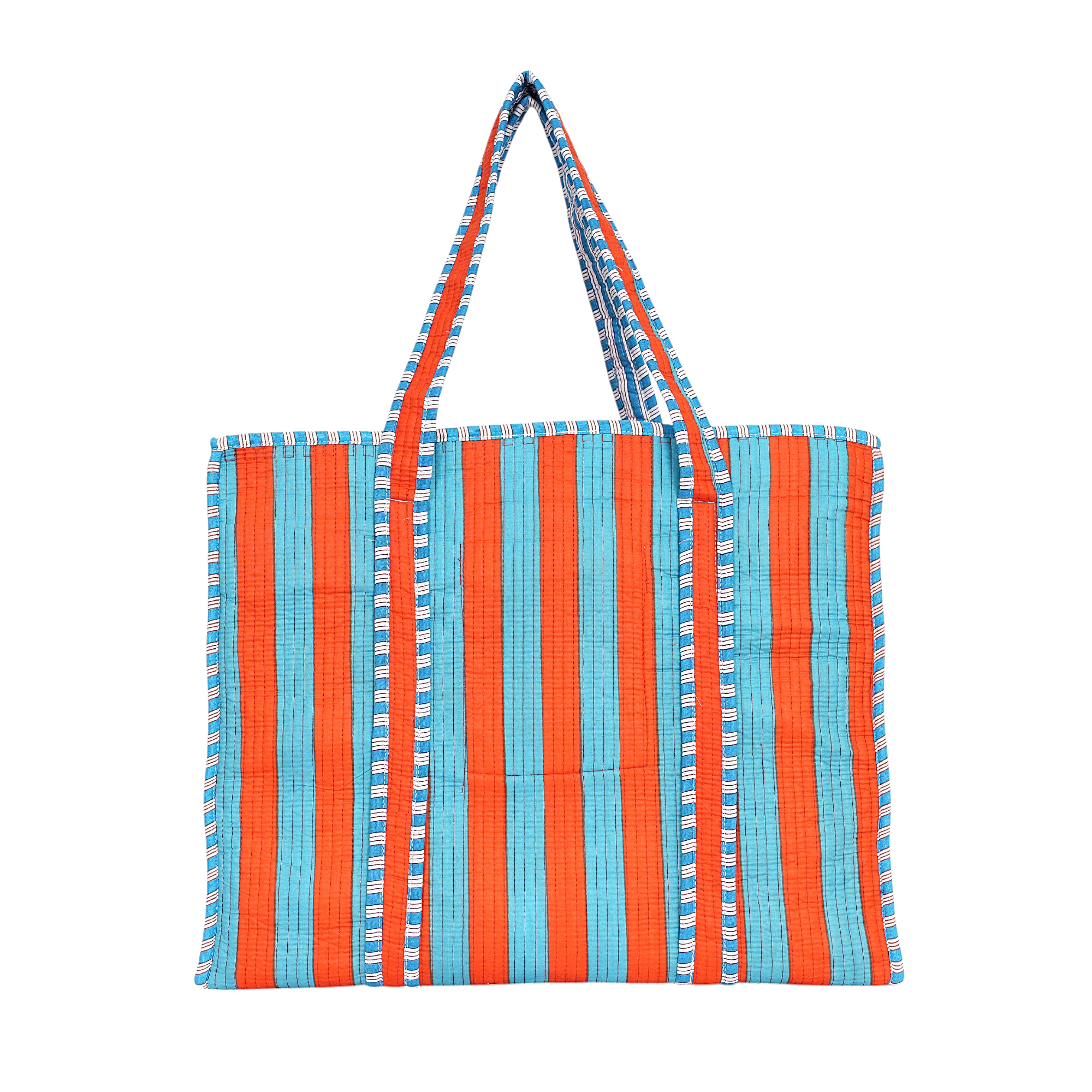 The Stripe Tote — handmade hand block printed cotton tote bag, ethically made in Rajasthan, India