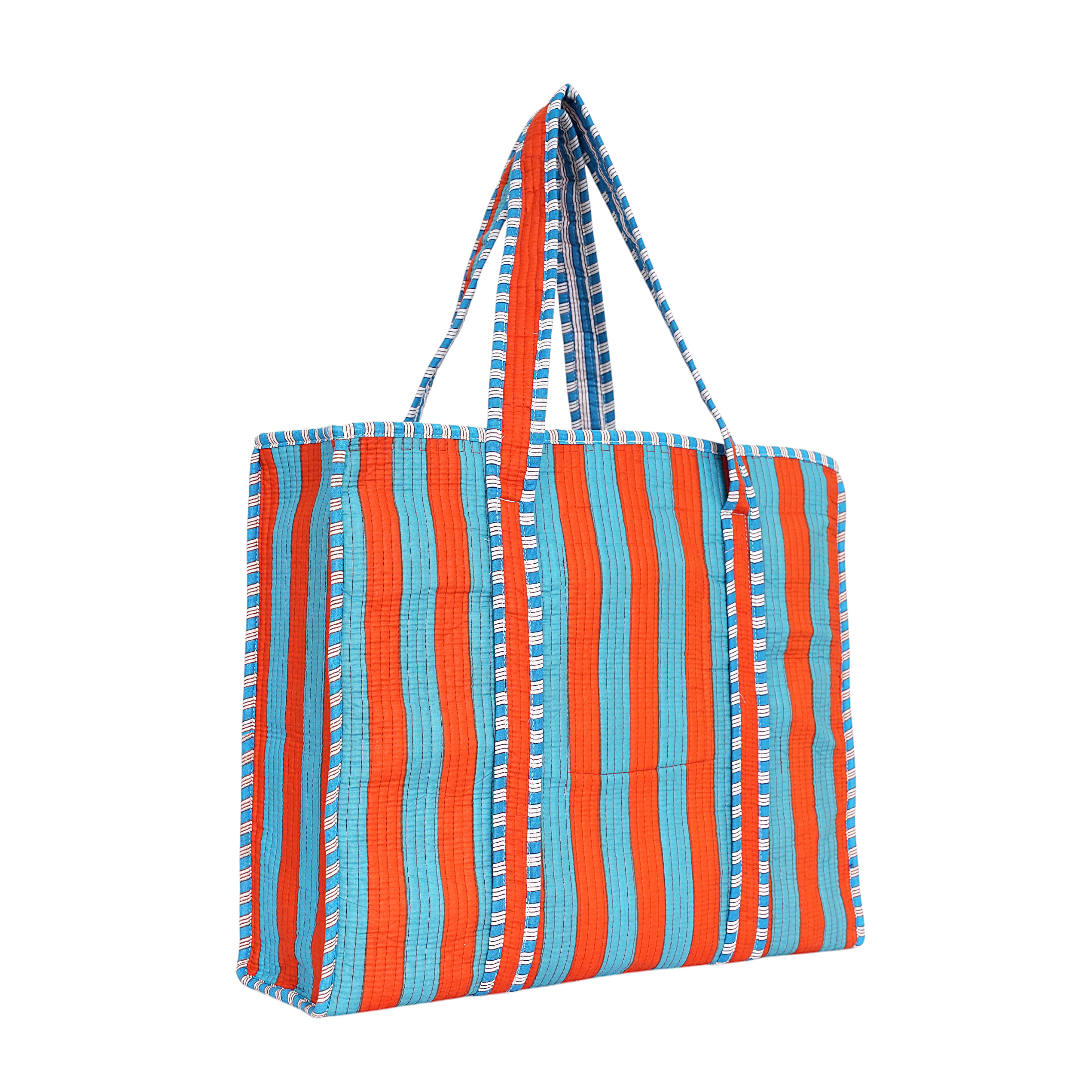 The Stripe Tote — handmade hand block printed cotton tote bag, ethically made in Rajasthan, India