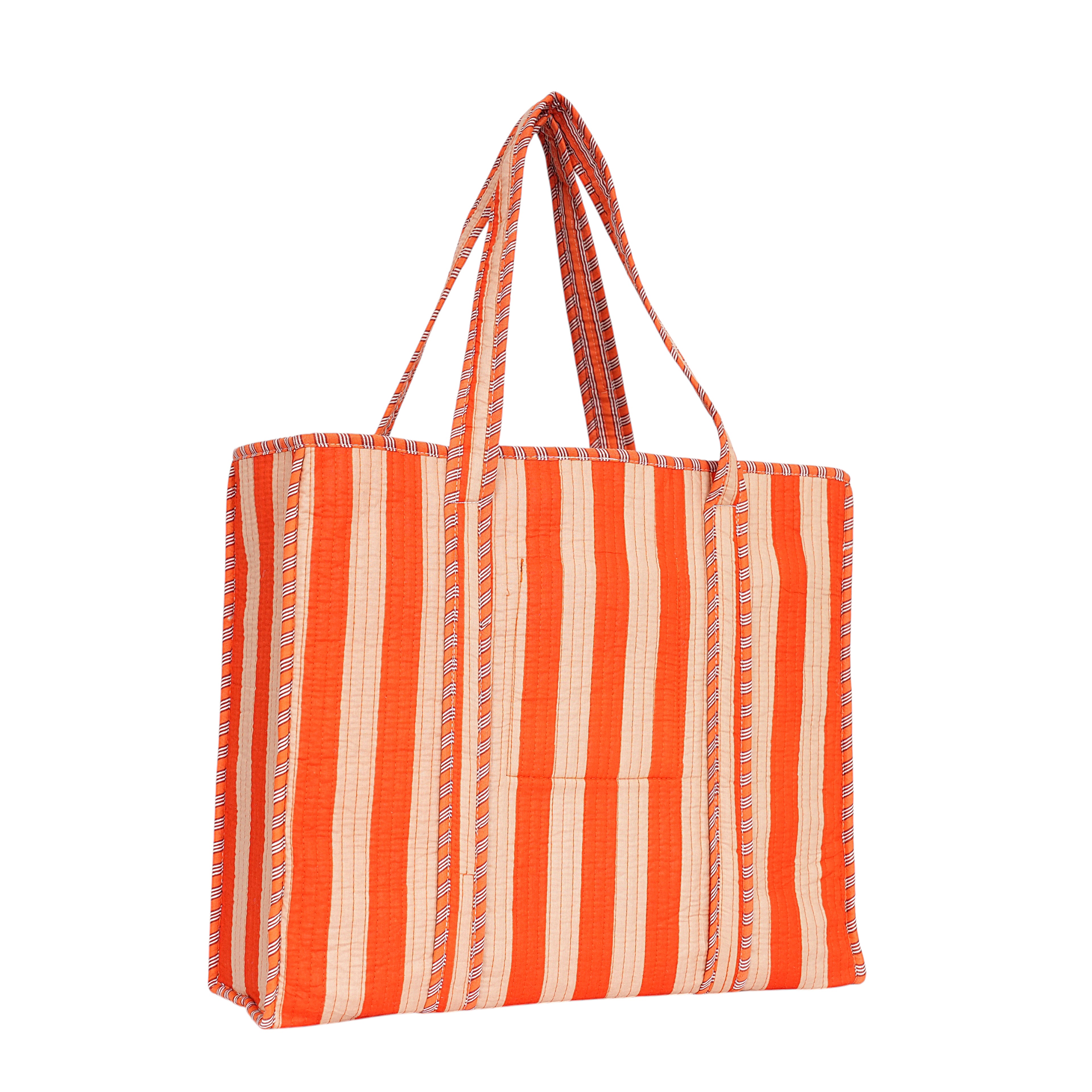 The Stripe Tote — handmade hand block printed cotton tote bag, ethically made in Rajasthan, India