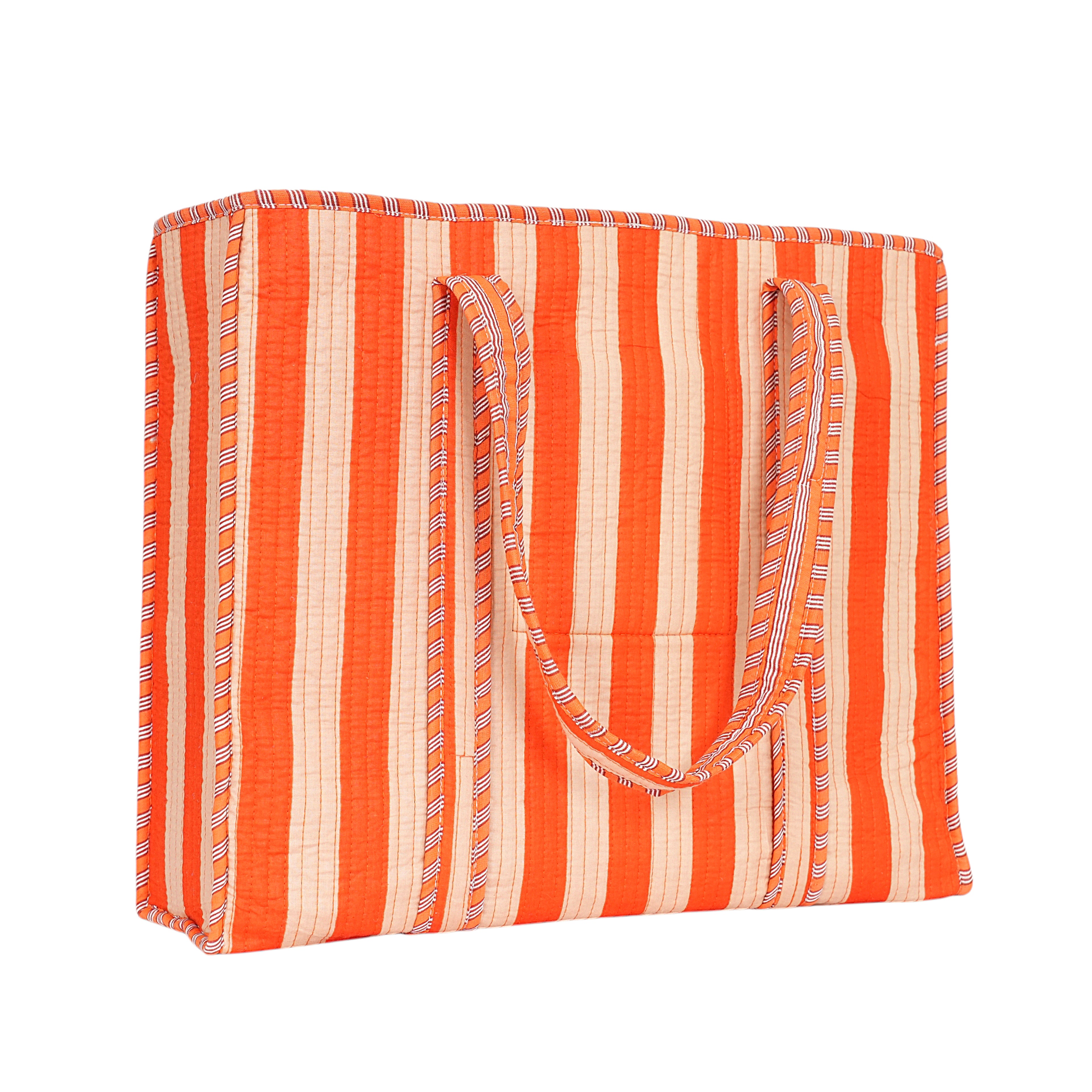 The Stripe Tote — handmade hand block printed cotton tote bag, ethically made in Rajasthan, India