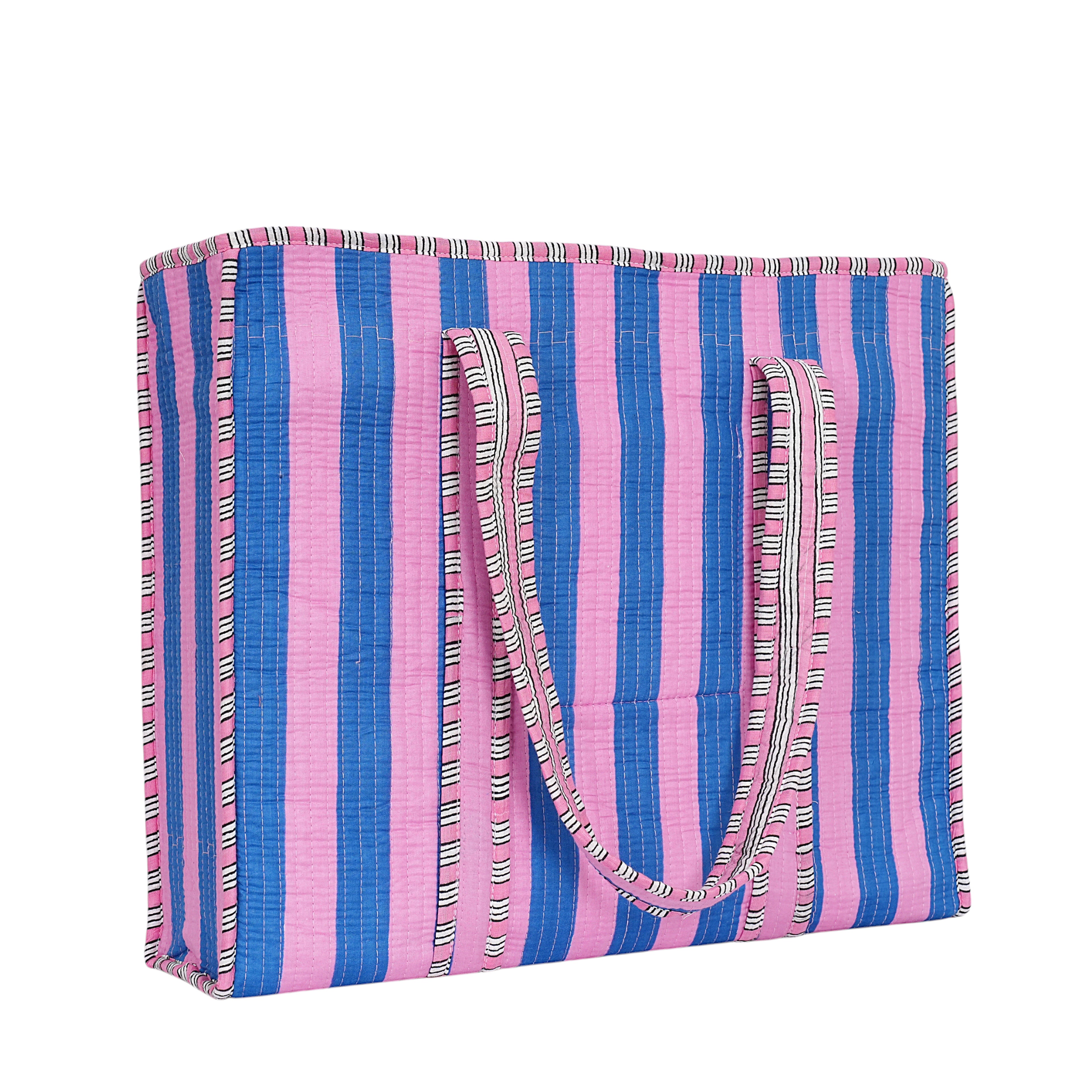 The Stripe Tote — handmade hand block printed cotton tote bag, ethically made in Rajasthan, India