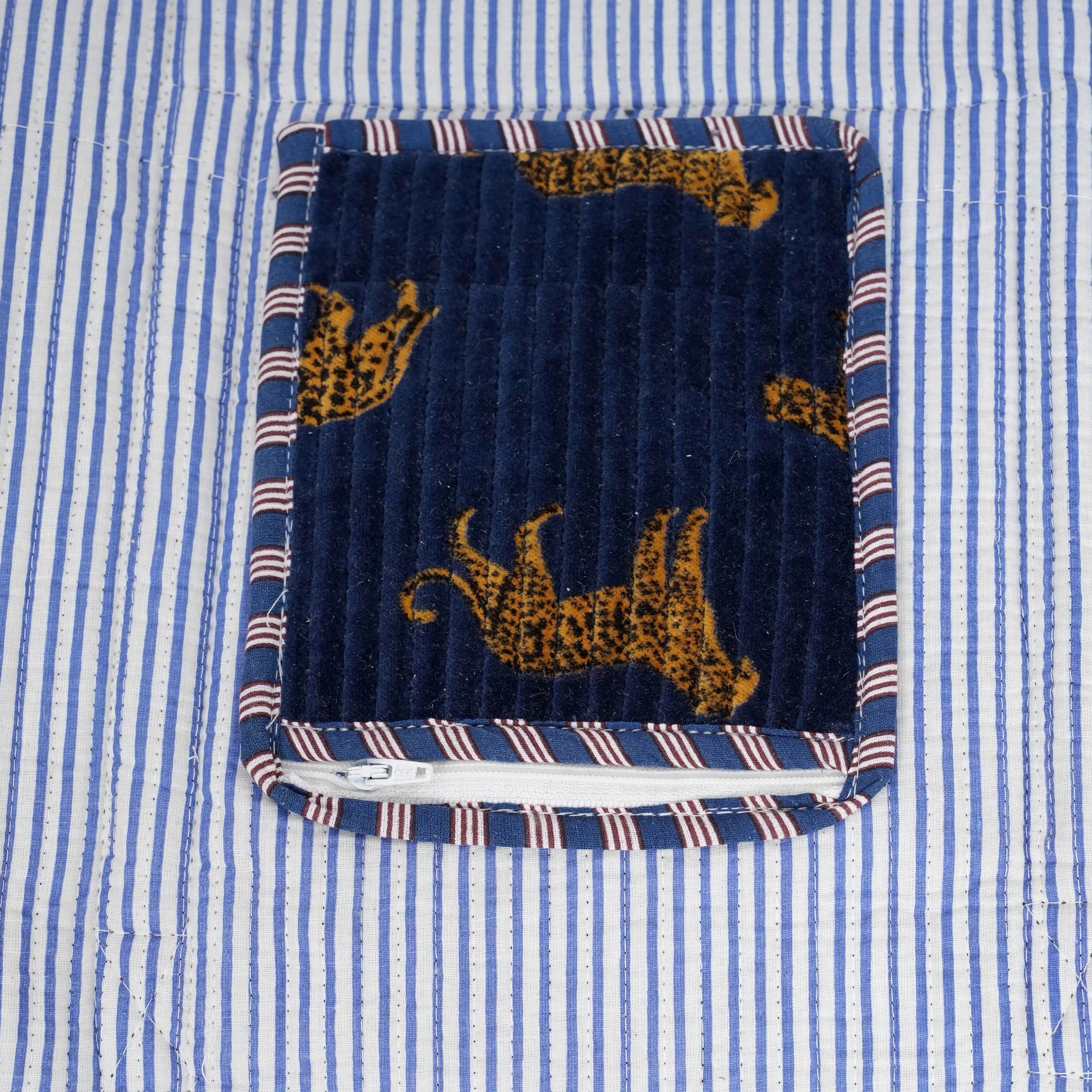 Cheetah Velvet Weekender — handmade quilted velvet weekender bag, ethically made in Rajasthan, India