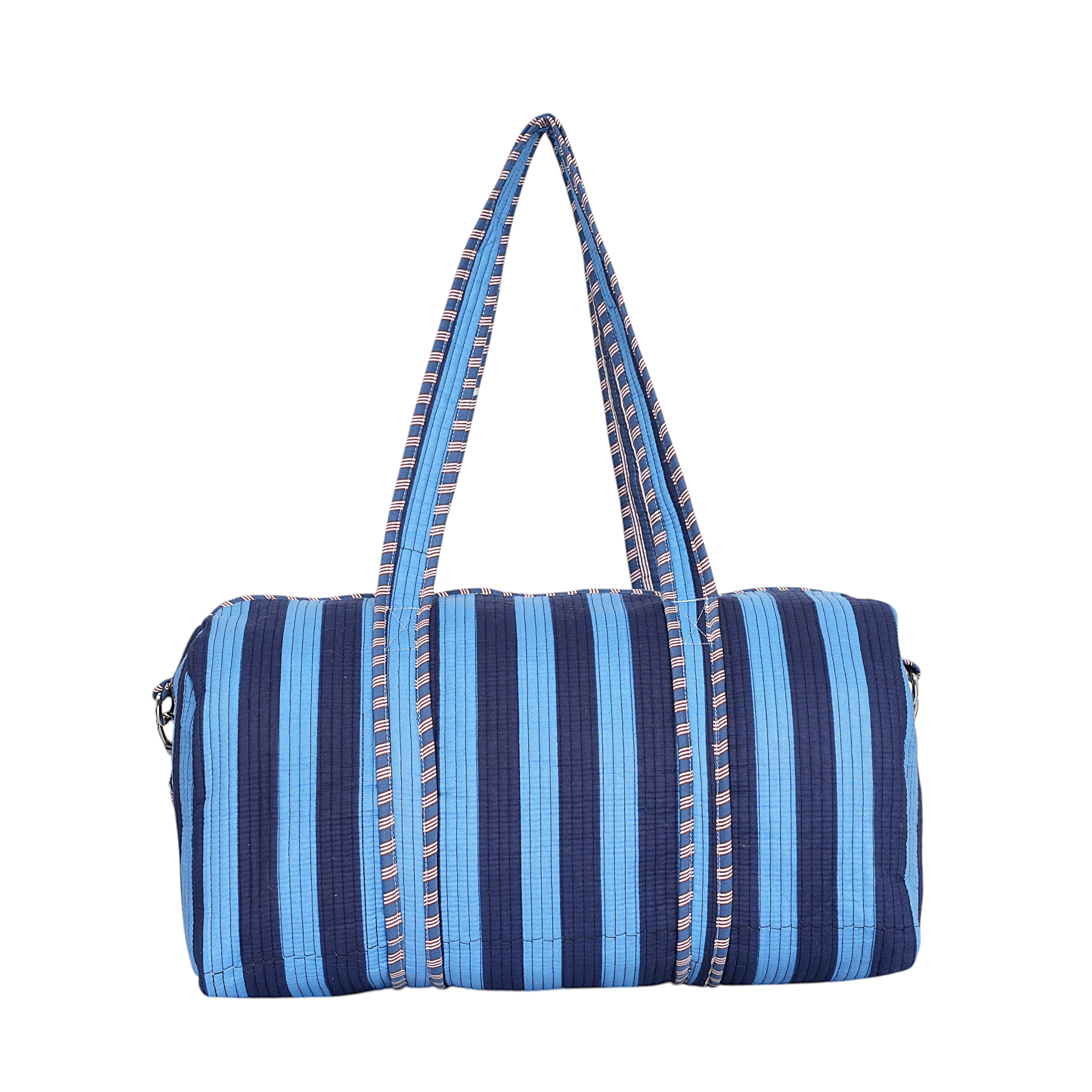 The Striped Cotton Weekender — handmade hand block printed cotton weekender bag, ethically made in Rajasthan, India