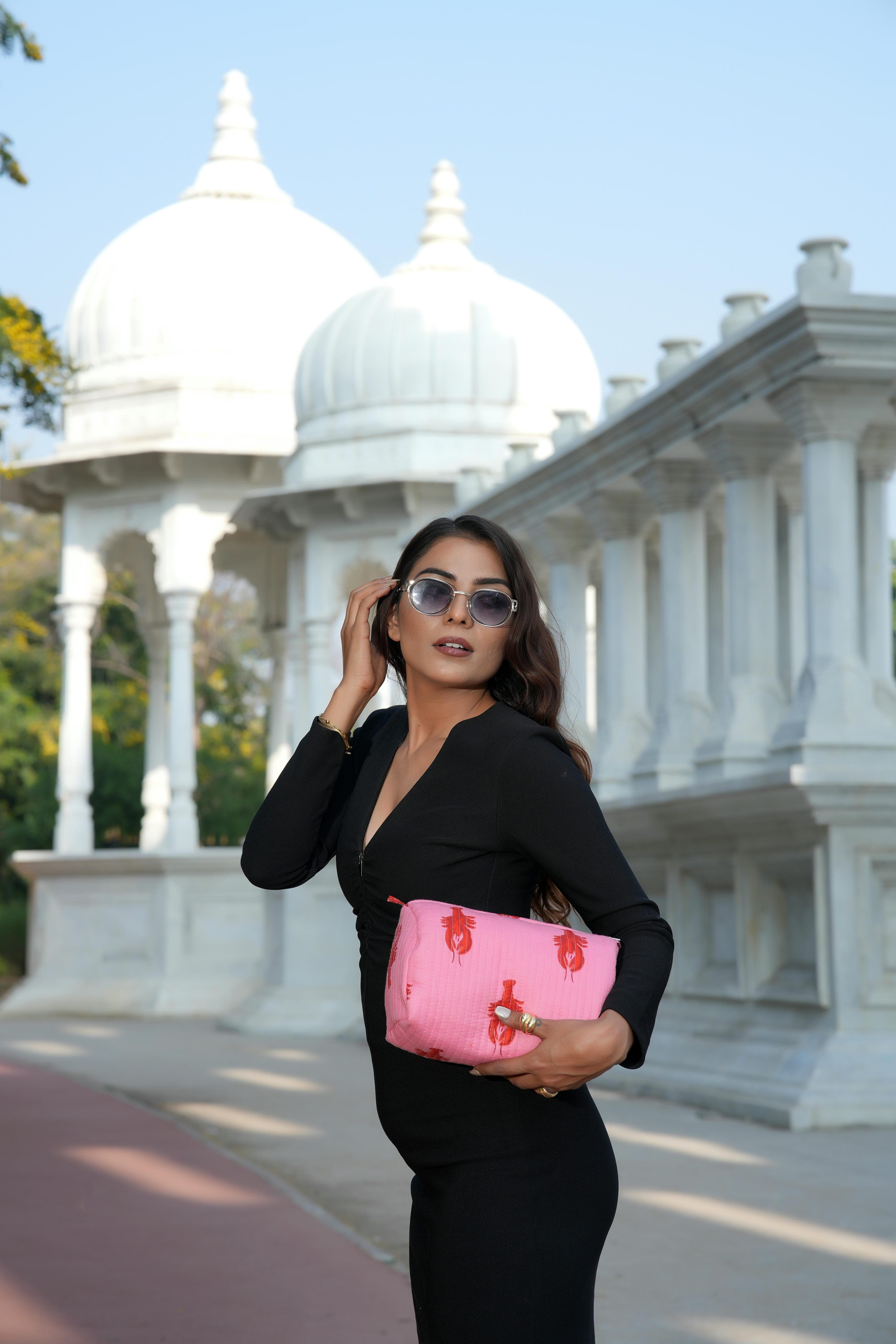 The Lobster Travel Set — handmade hand block printed cotton travel pouch set, ethically made in Rajasthan, India