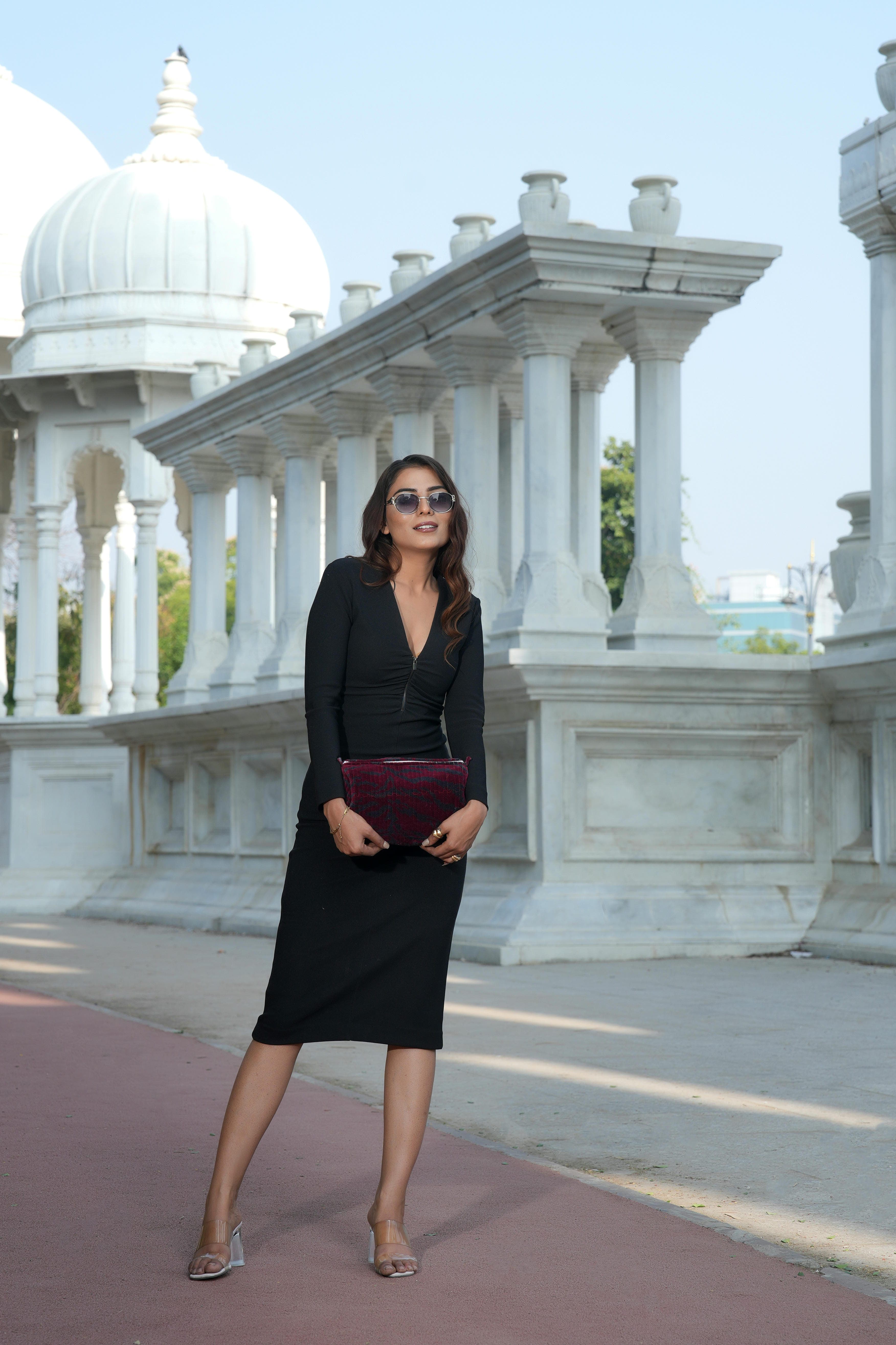 The Velvet Tiger Three Piece Travel Set — handmade quilted velvet travel pouch set, ethically made in Rajasthan, India