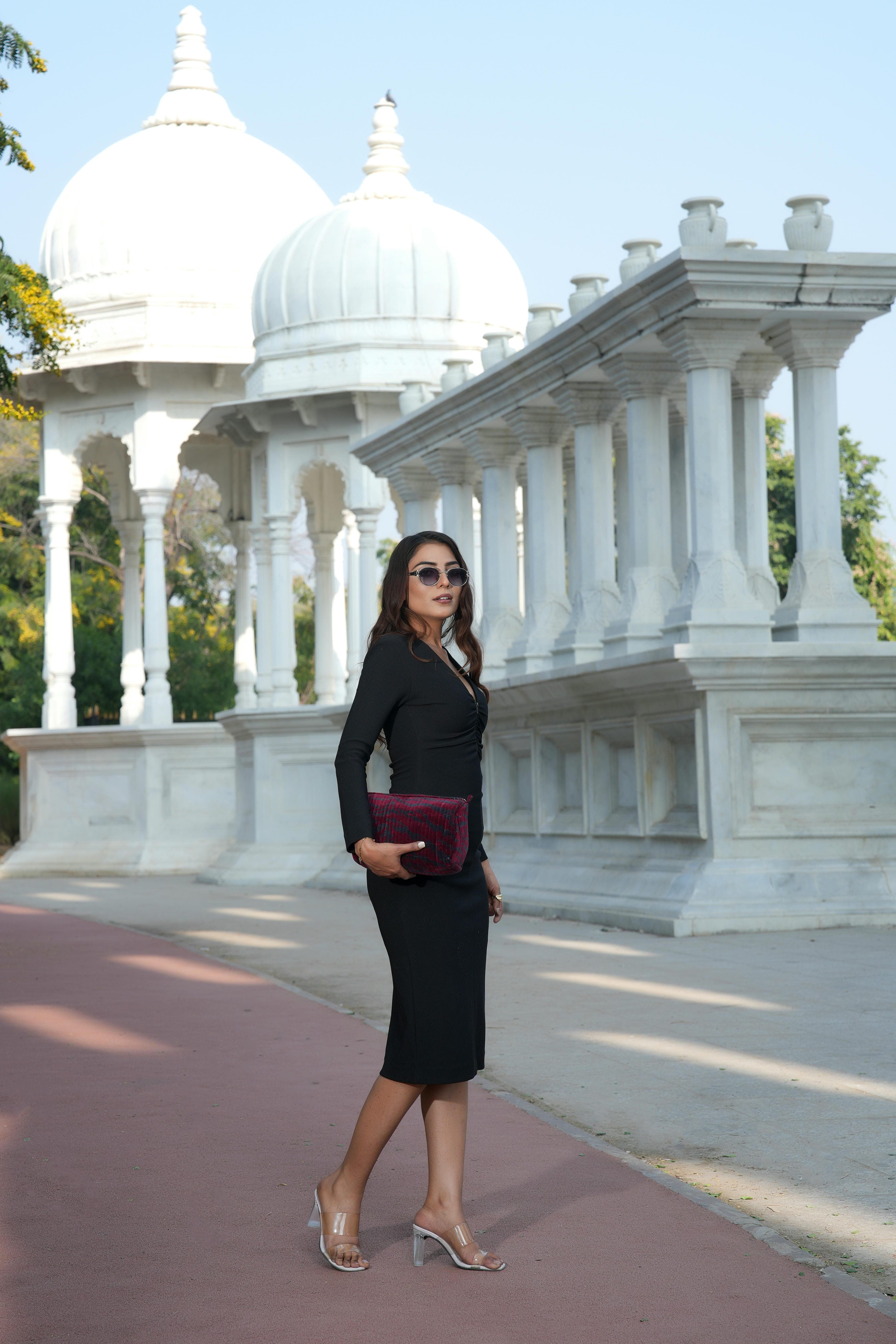 The Velvet Tiger Three Piece Travel Set — handmade quilted velvet travel pouch set, ethically made in Rajasthan, India