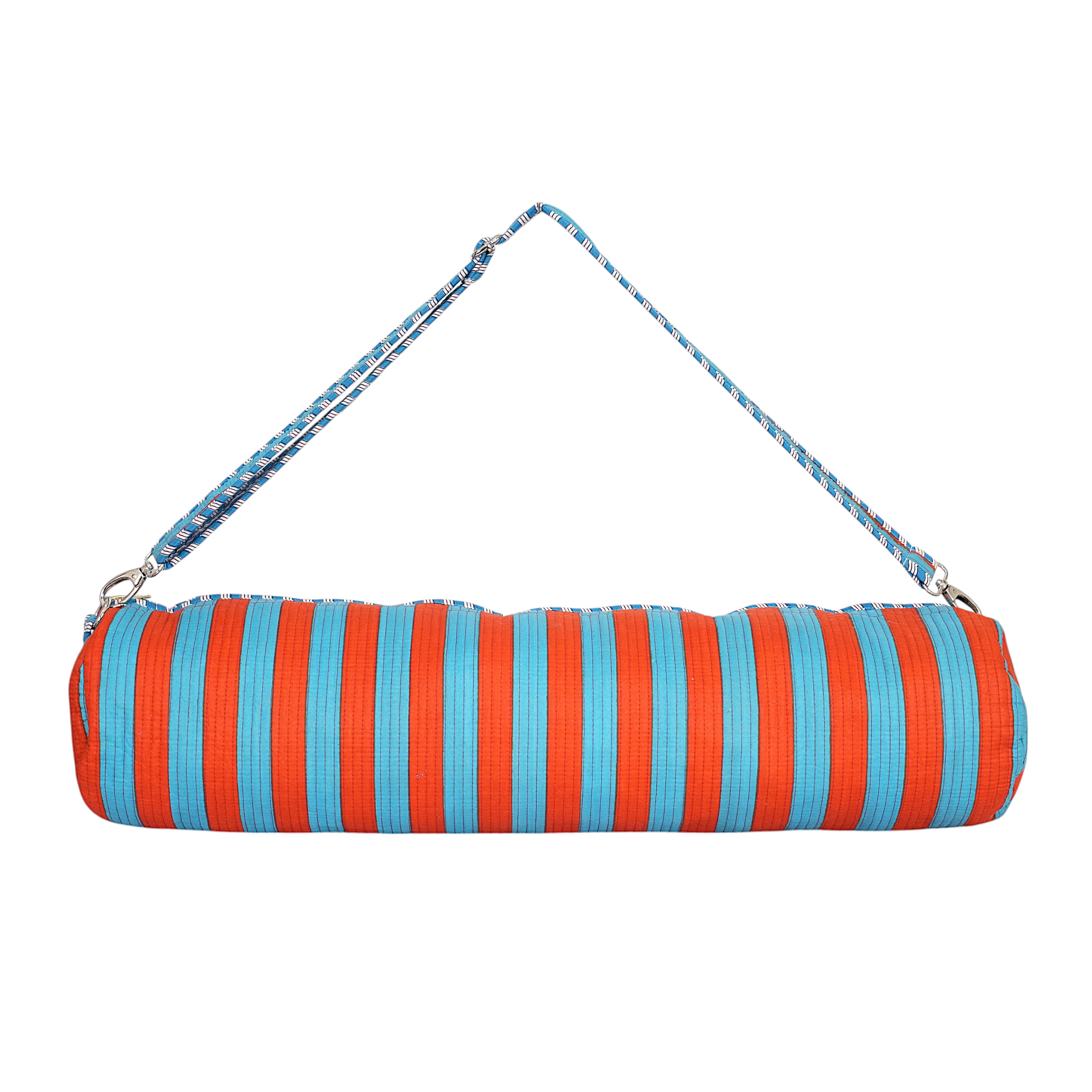 The Striped Cotton Yoga Bag — handmade hand block printed cotton yoga mat bag, ethically made in Rajasthan, India