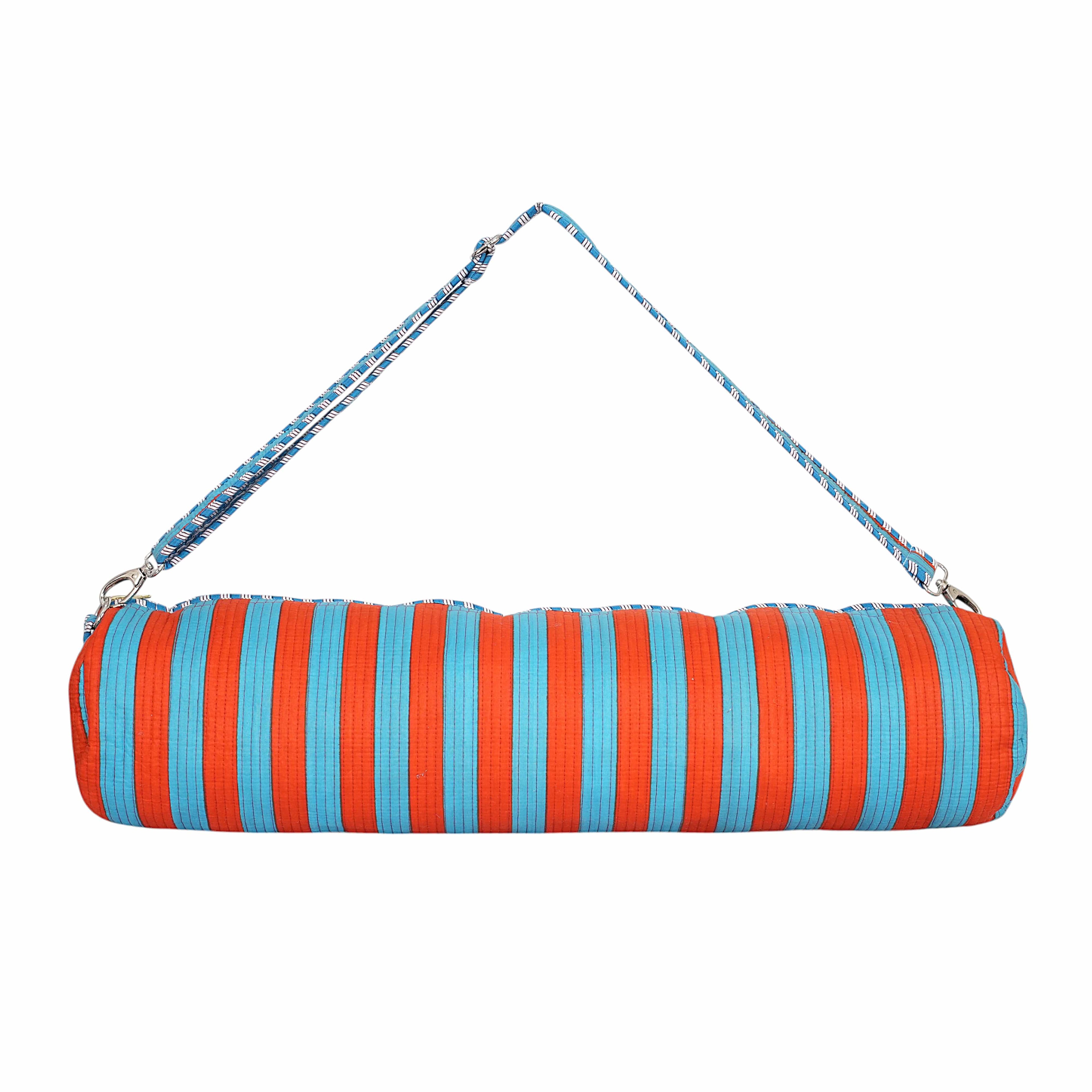 The Striped Cotton Yoga Bag — handmade hand block printed cotton yoga mat bag, ethically made in Rajasthan, India