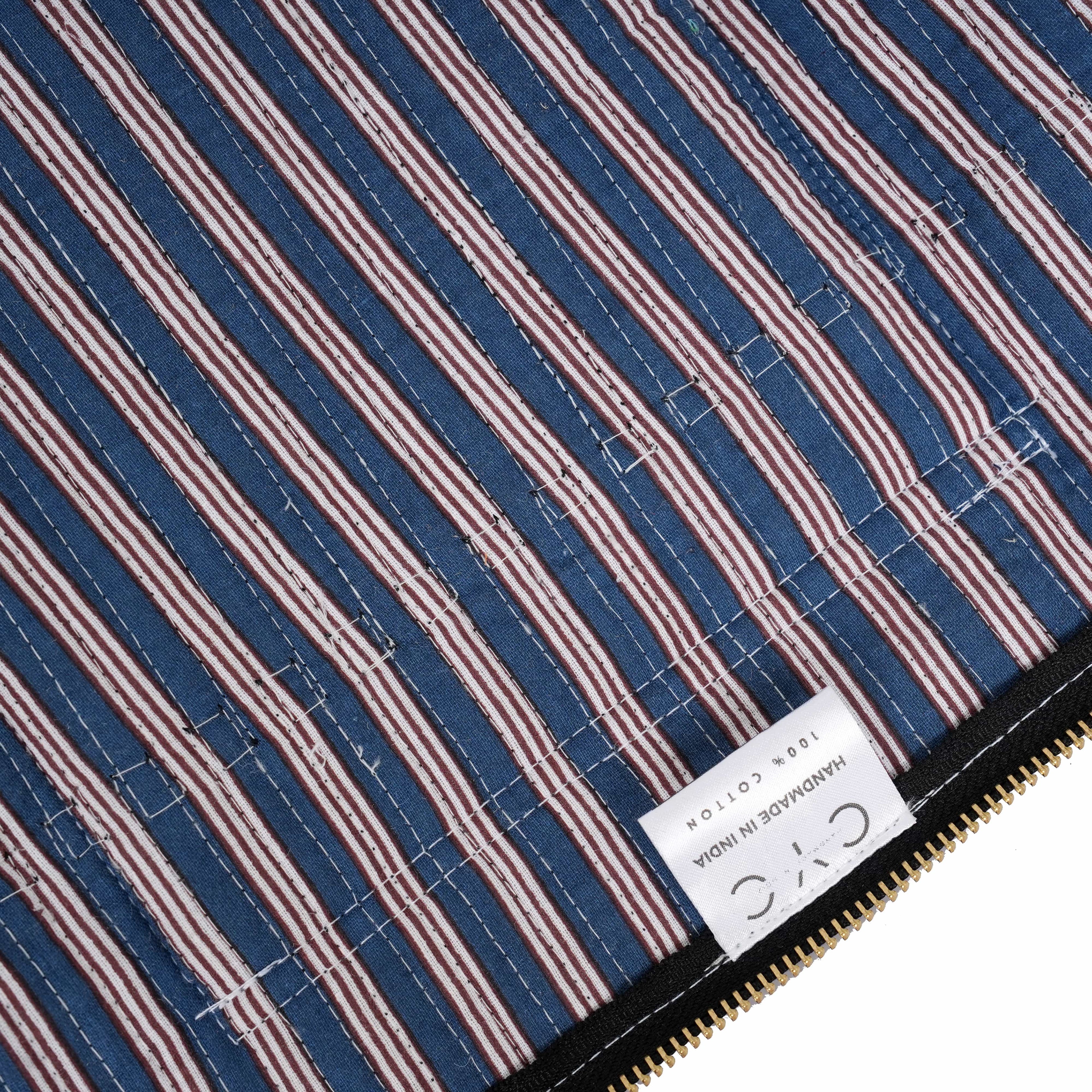 The Striped Cotton Yoga Bag — handmade hand block printed cotton yoga mat bag, ethically made in Rajasthan, India