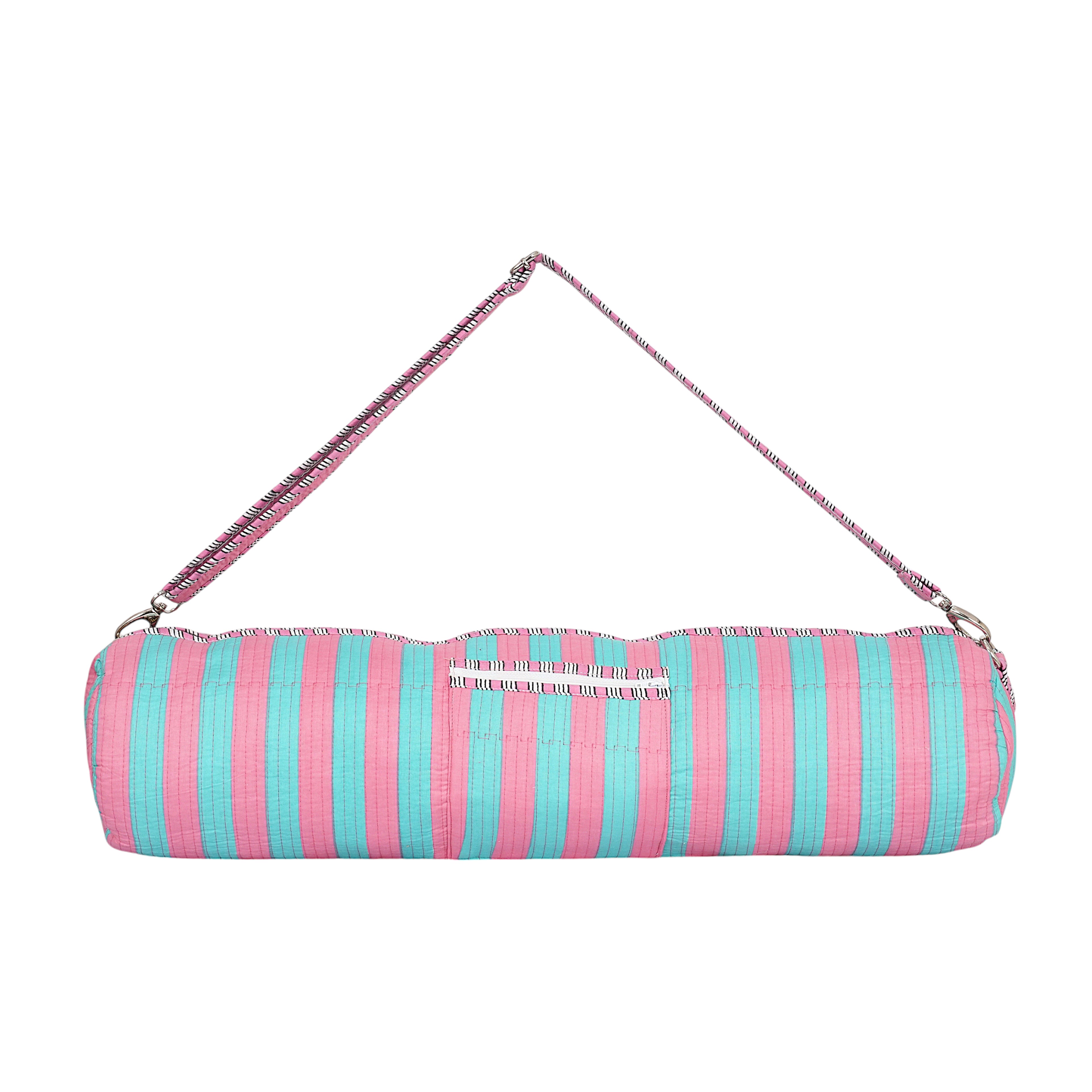 The Striped Cotton Yoga Bag — handmade hand block printed cotton yoga mat bag, ethically made in Rajasthan, India