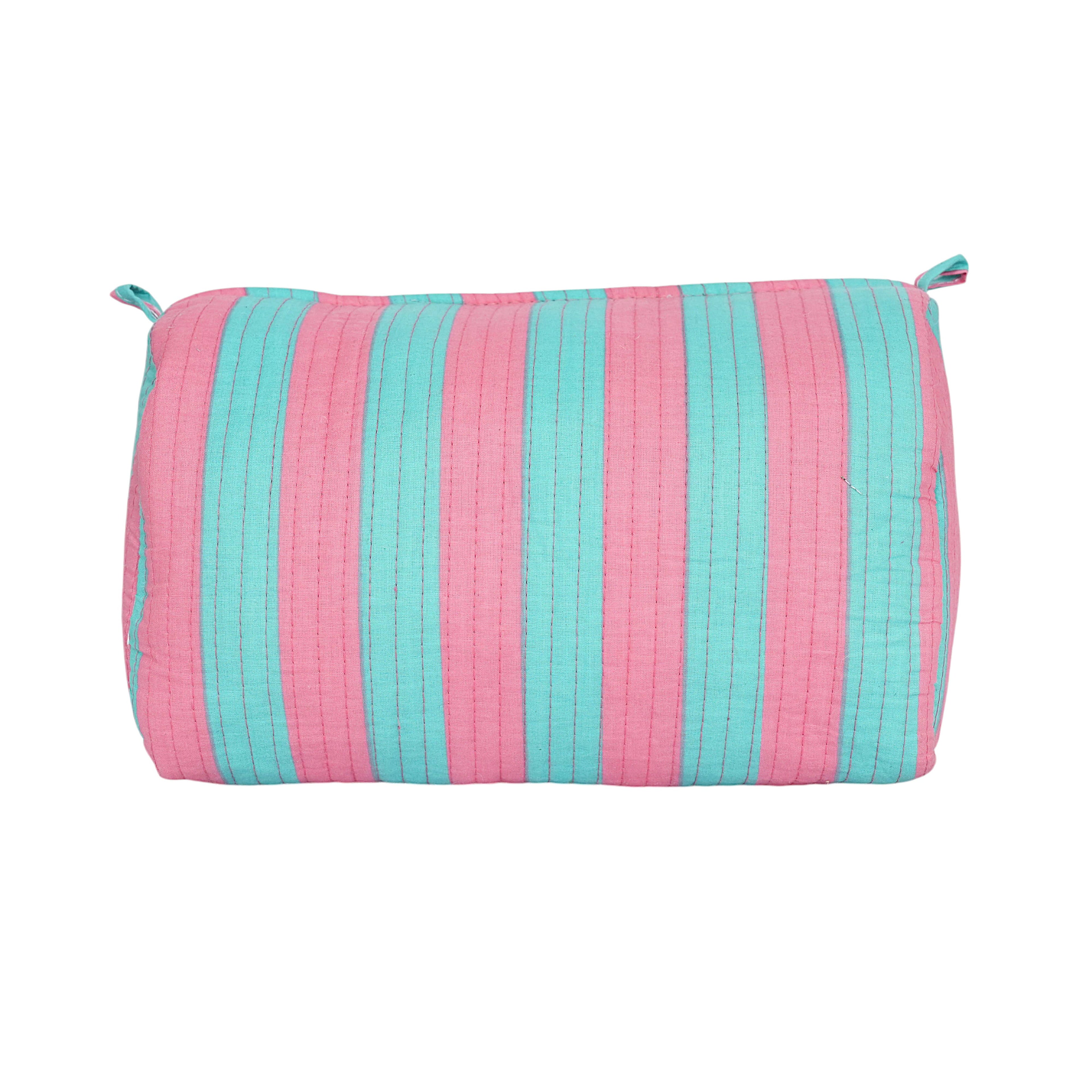 The Striped Travel Set — handmade hand block printed cotton travel pouch set, ethically made in Rajasthan, India