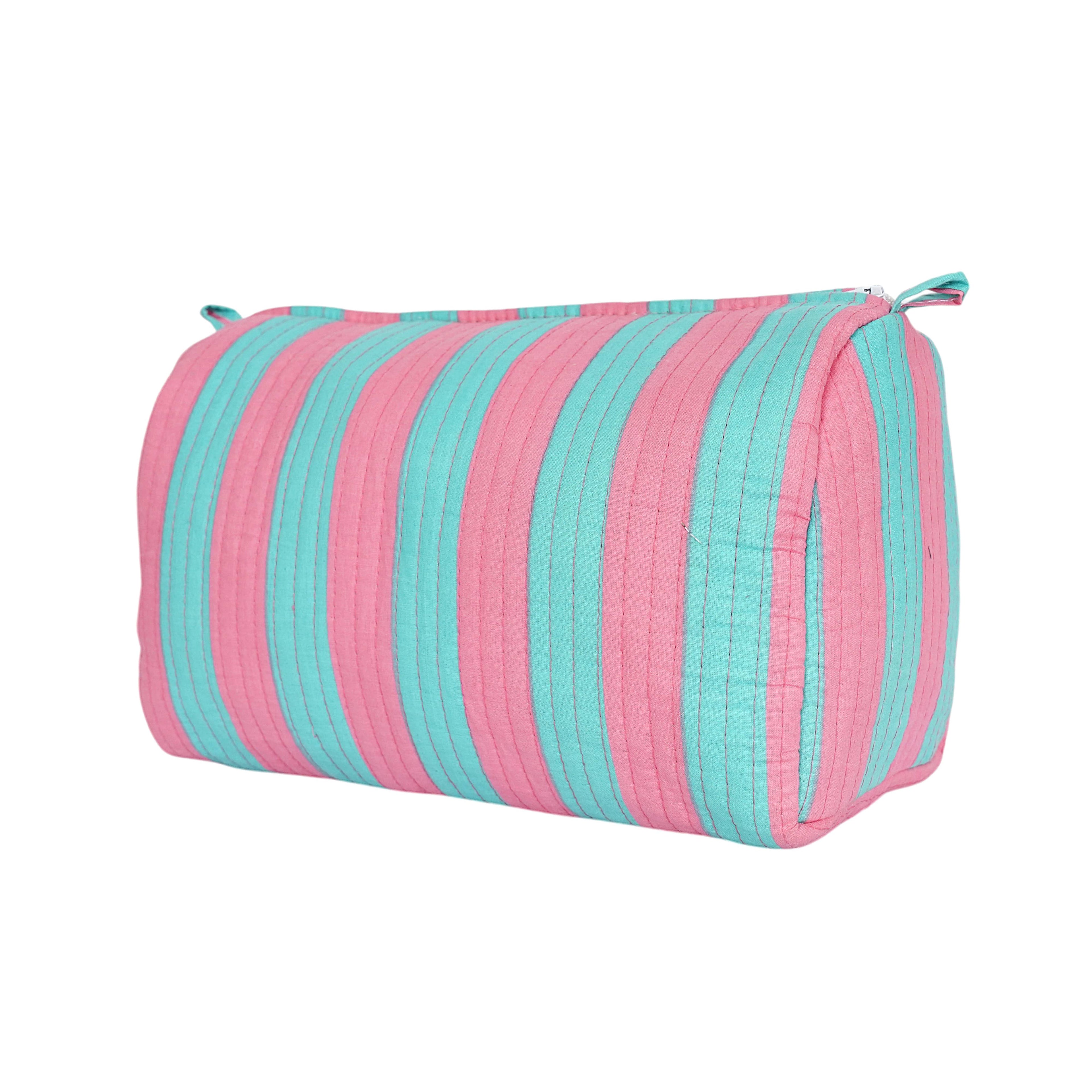 The Striped Travel Set — handmade hand block printed cotton travel pouch set, ethically made in Rajasthan, India