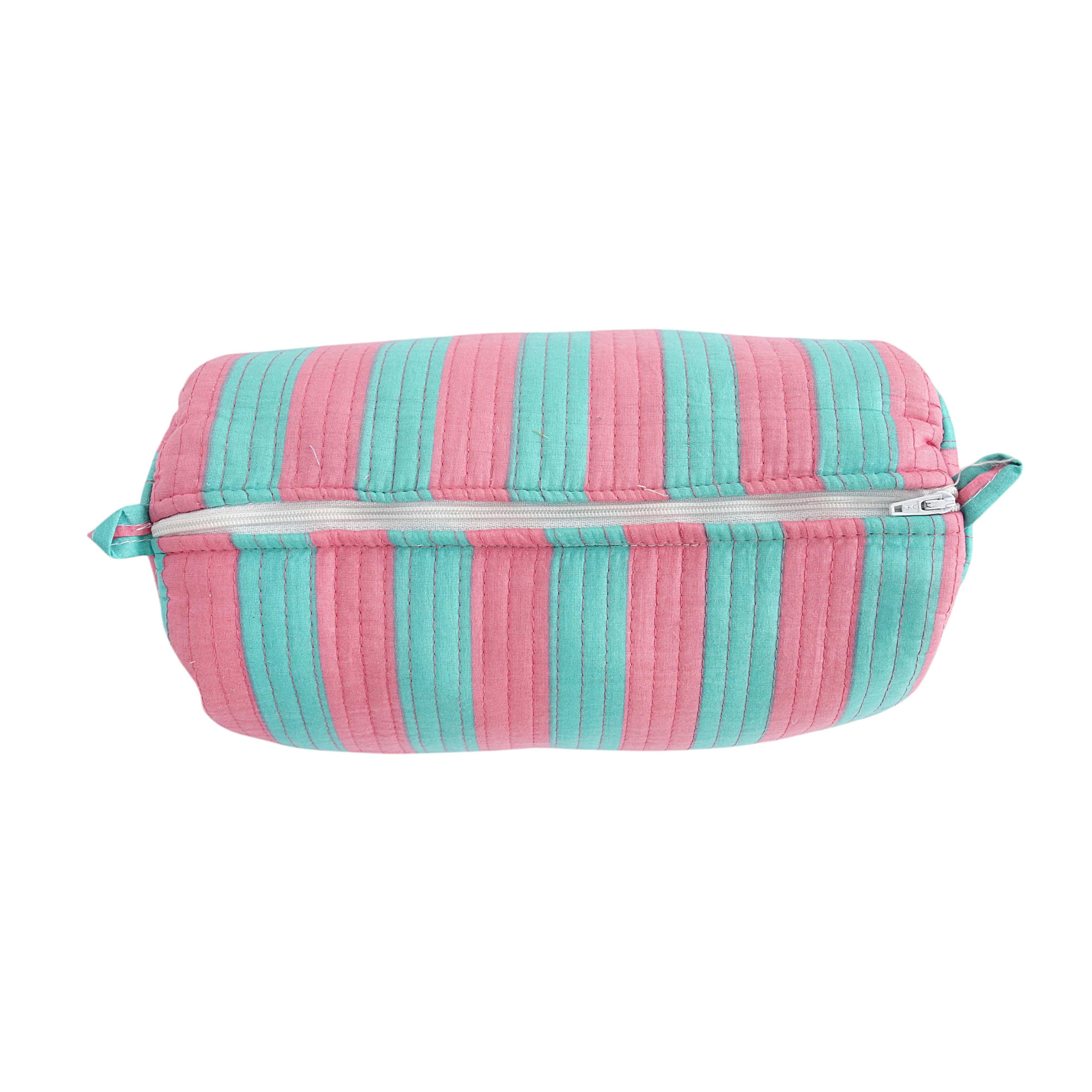 The Striped Travel Set — handmade hand block printed cotton travel pouch set, ethically made in Rajasthan, India