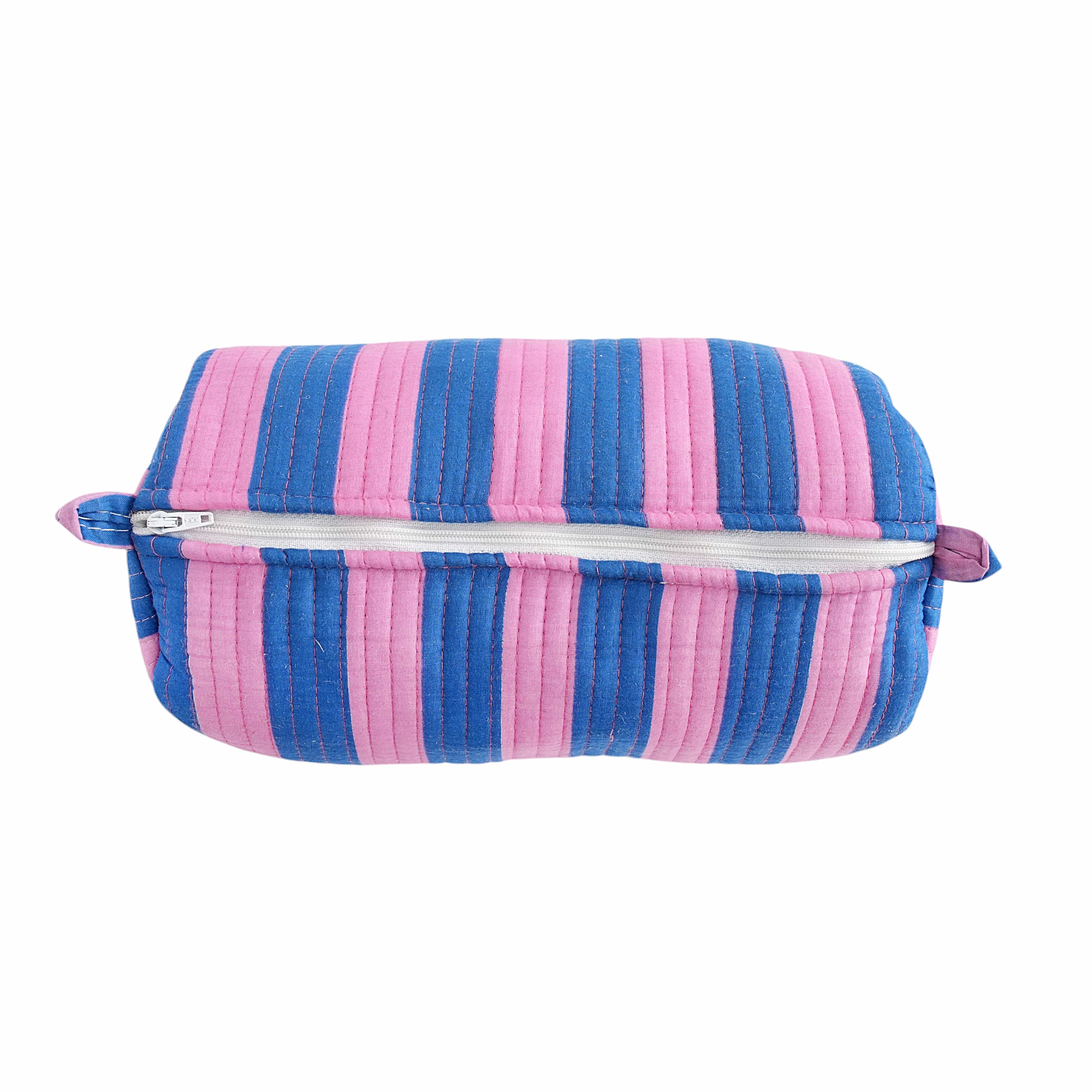 The Striped Travel Set — handmade hand block printed cotton travel pouch set, ethically made in Rajasthan, India