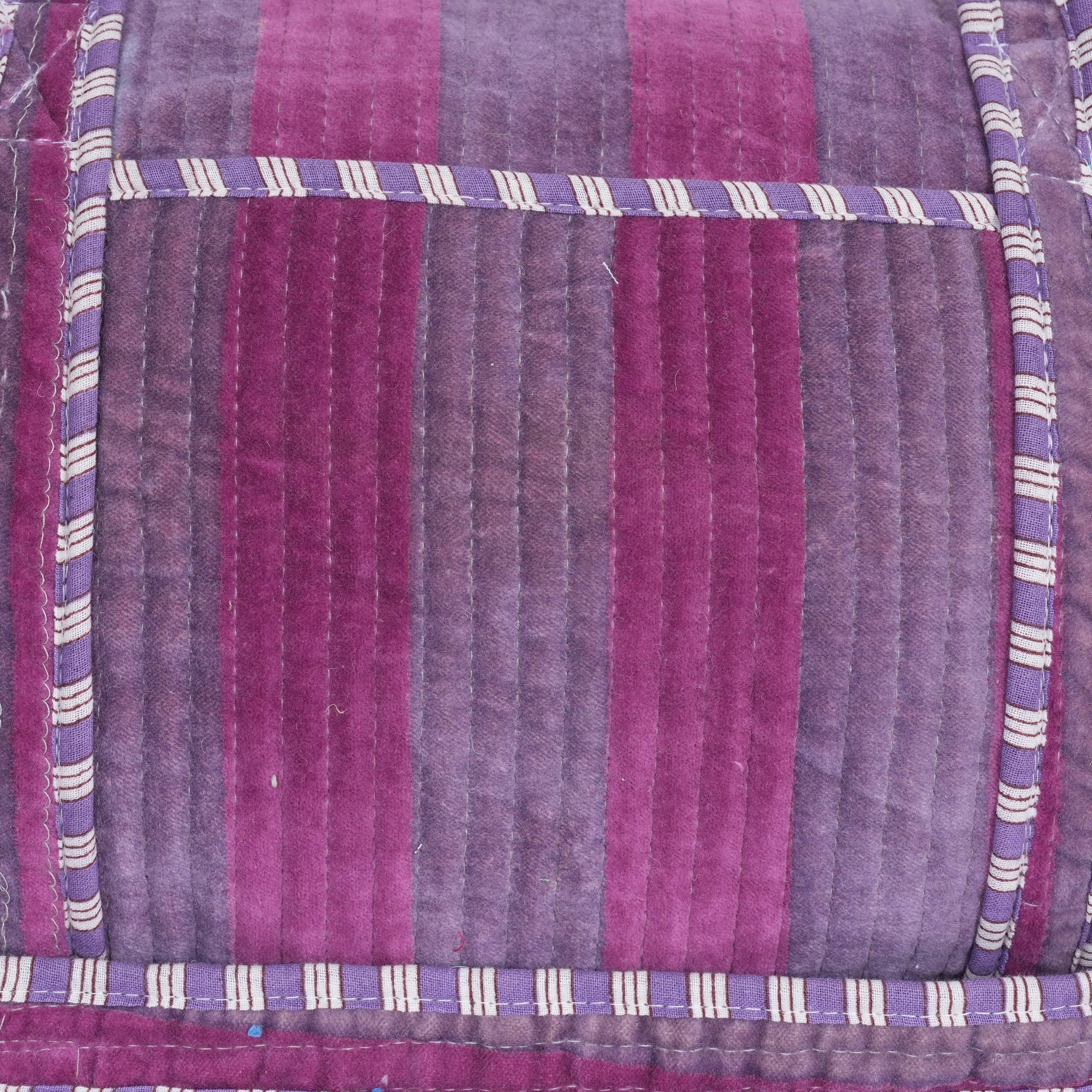 The Striped Velvet Weekender — handmade quilted velvet weekender bag, ethically made in Rajasthan, India