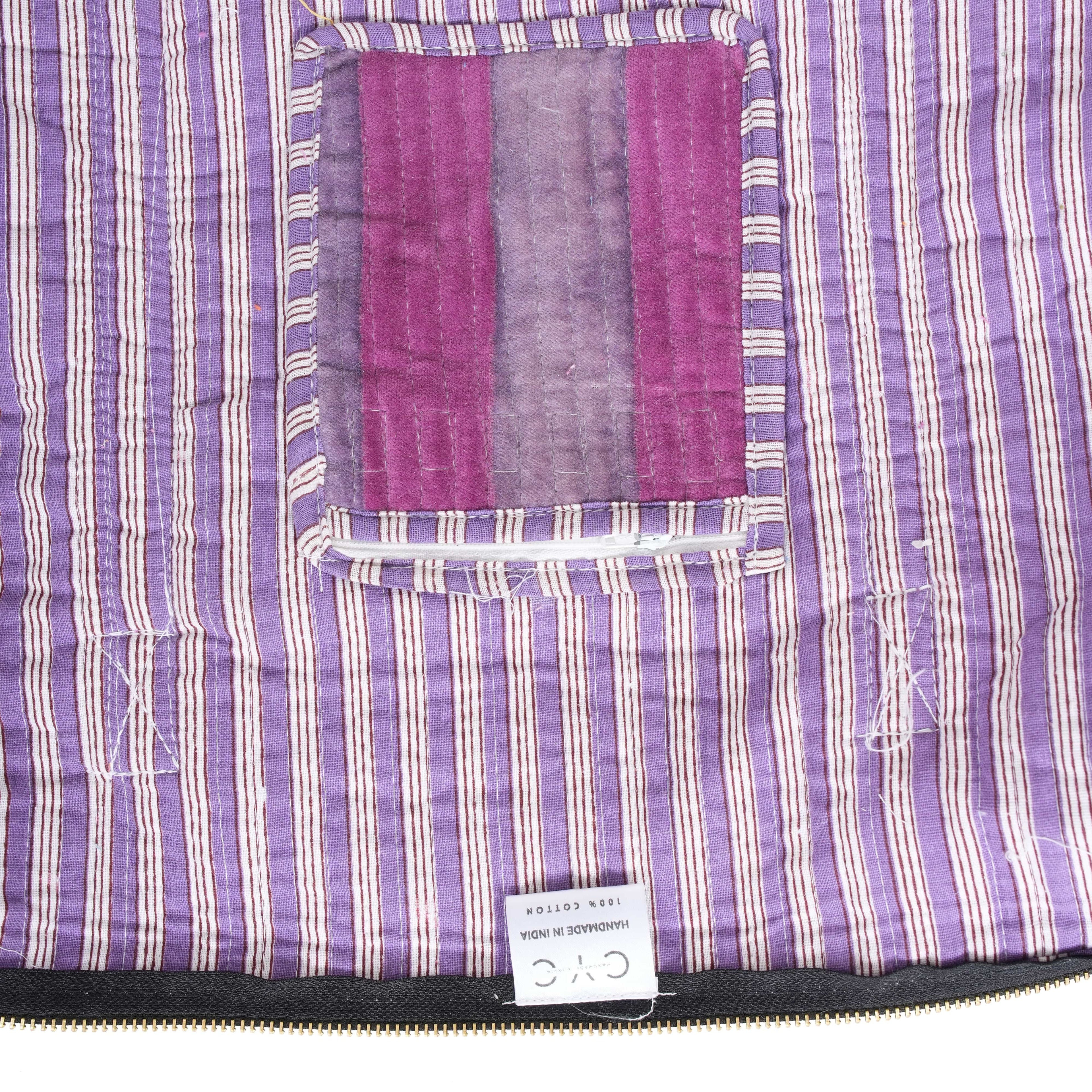 The Striped Velvet Weekender — handmade quilted velvet weekender bag, ethically made in Rajasthan, India