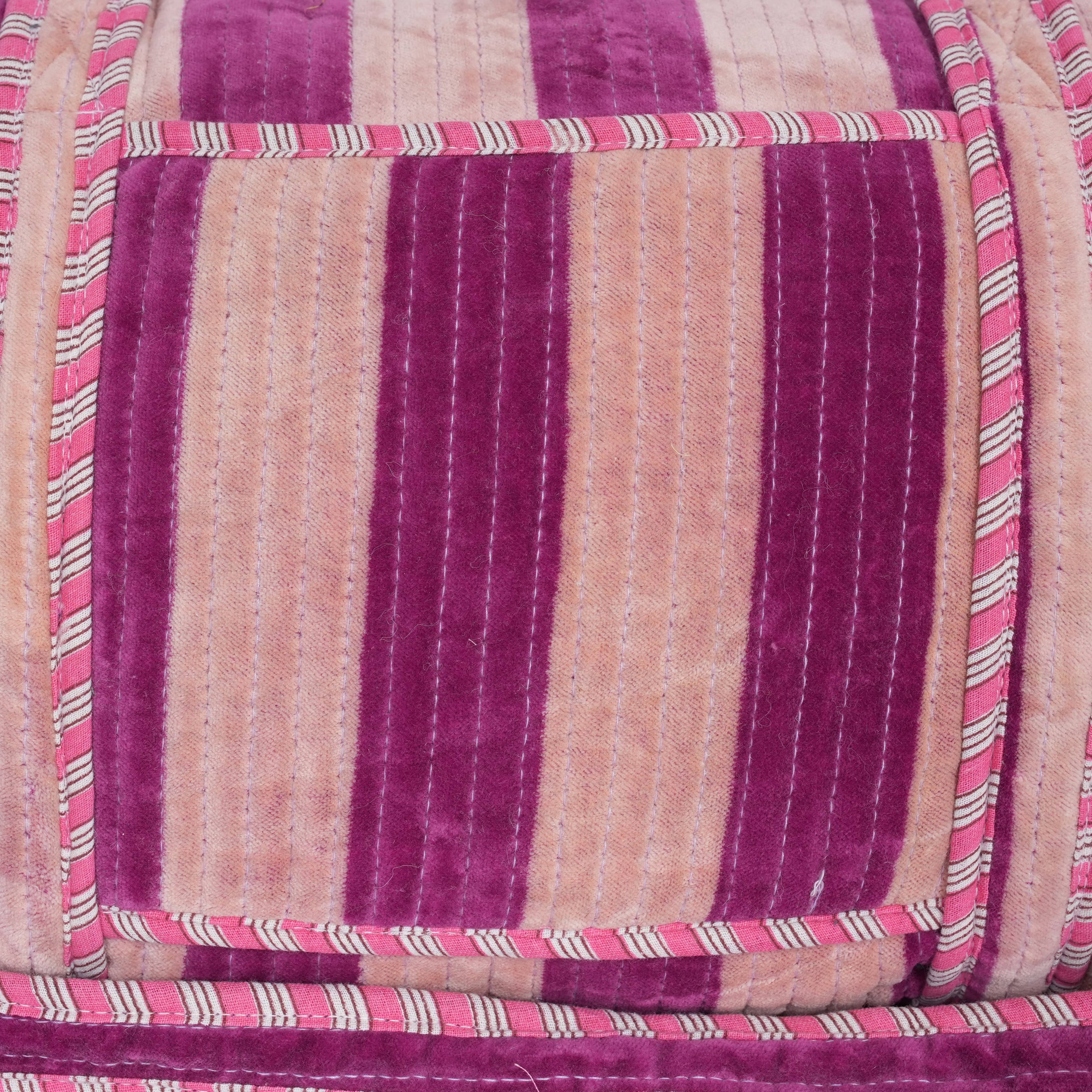 The Striped Velvet Weekender — handmade quilted velvet weekender bag, ethically made in Rajasthan, India