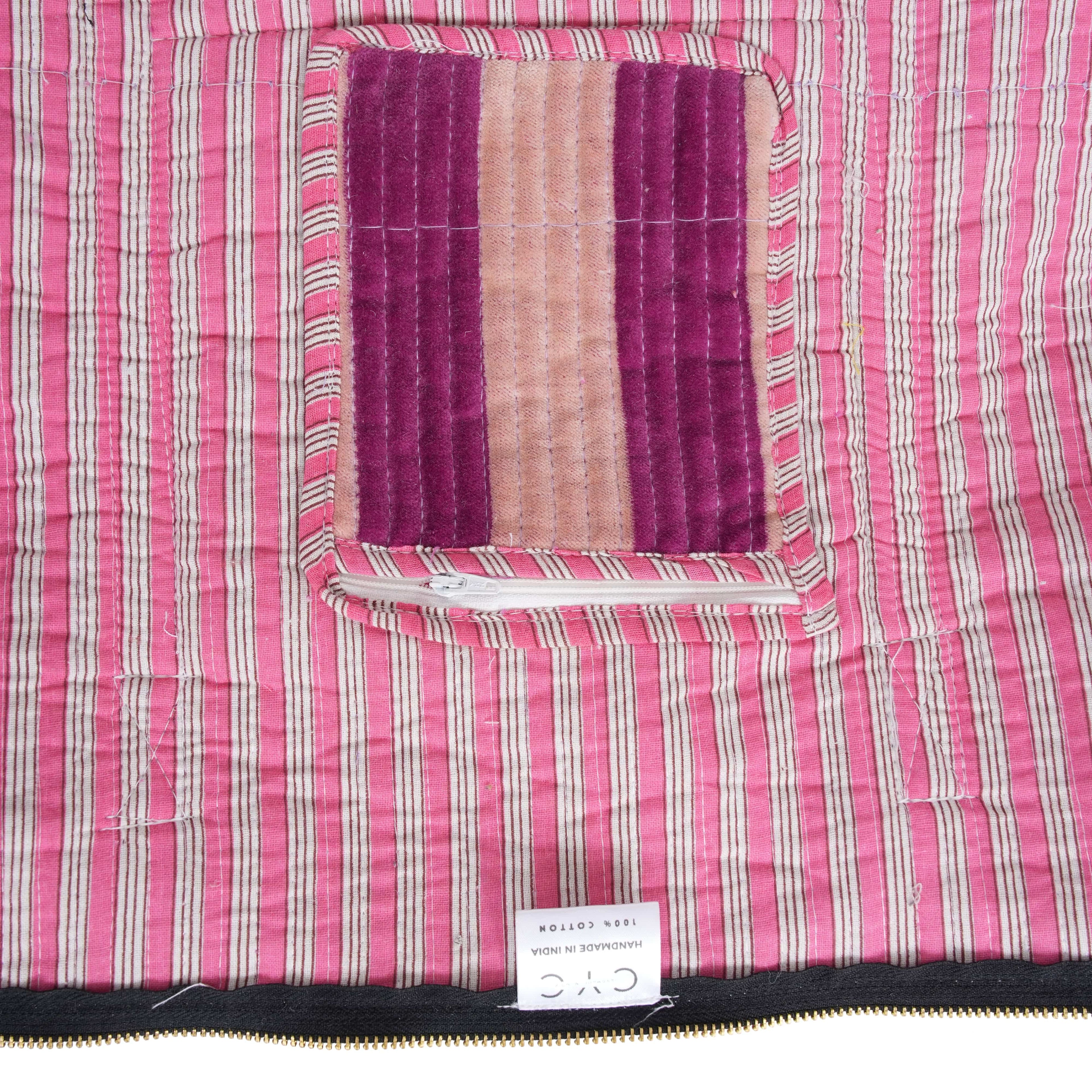 The Striped Velvet Weekender — handmade quilted velvet weekender bag, ethically made in Rajasthan, India