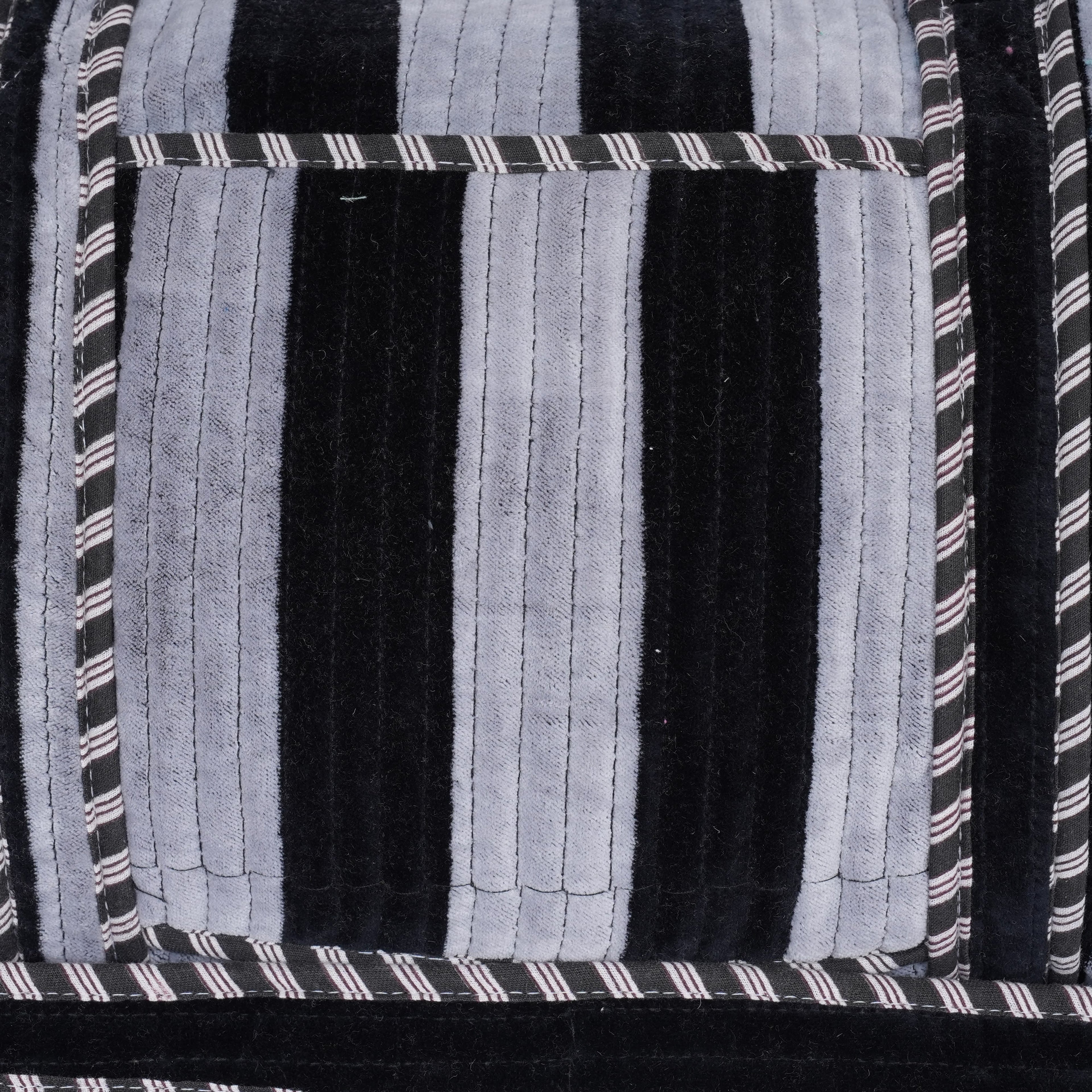 The Striped Velvet Weekender — handmade quilted velvet weekender bag, ethically made in Rajasthan, India